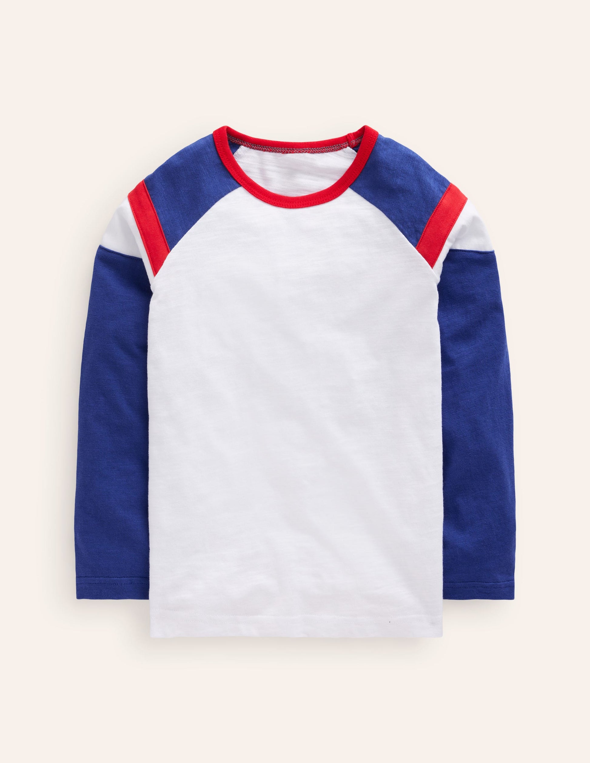 Long Sleeve Raglan T-shirt-Ivory/ Dazzling Blue-1
