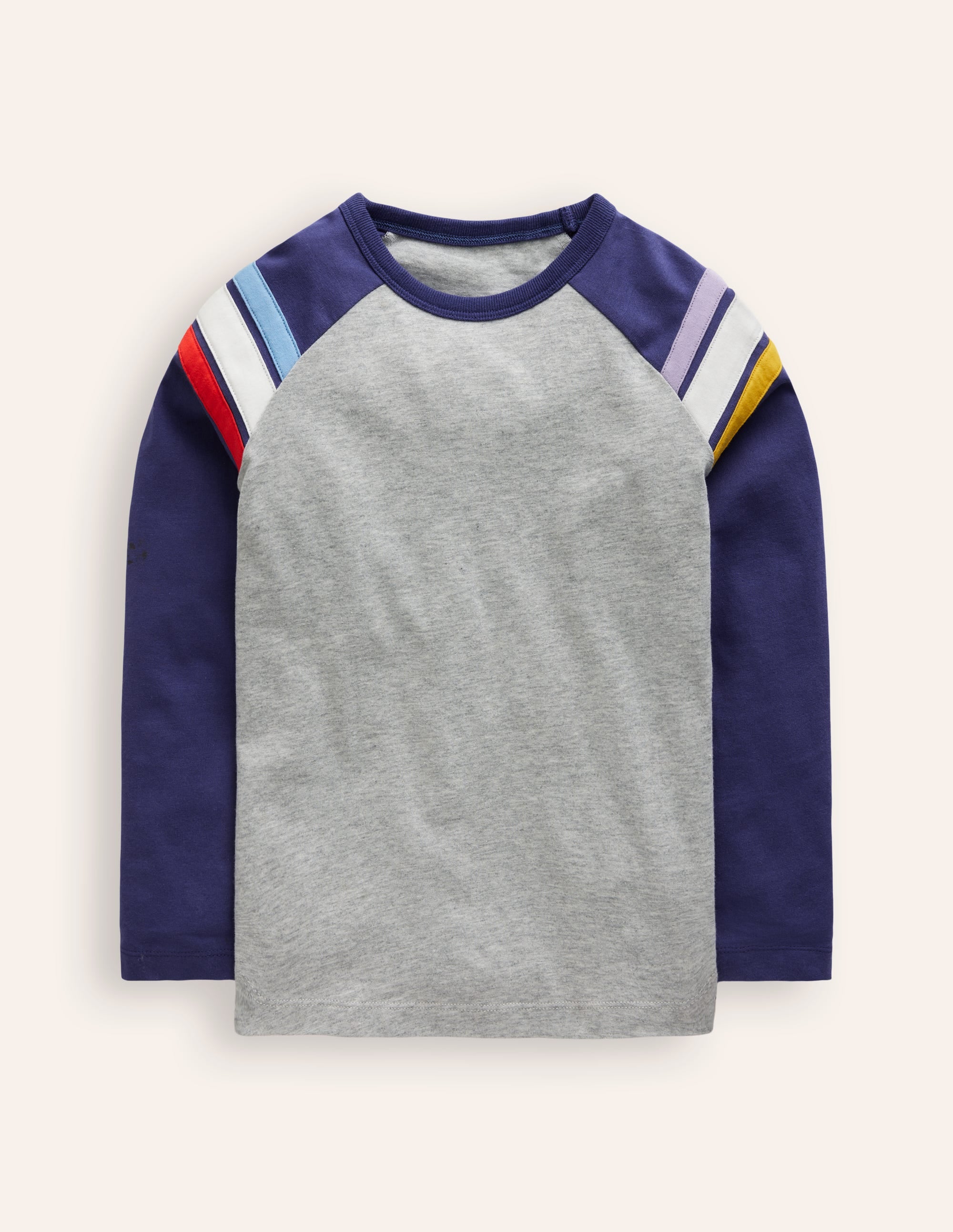 Long Sleeve Raglan T-shirt-Grey Marl/ Starboard Blue - Image 1