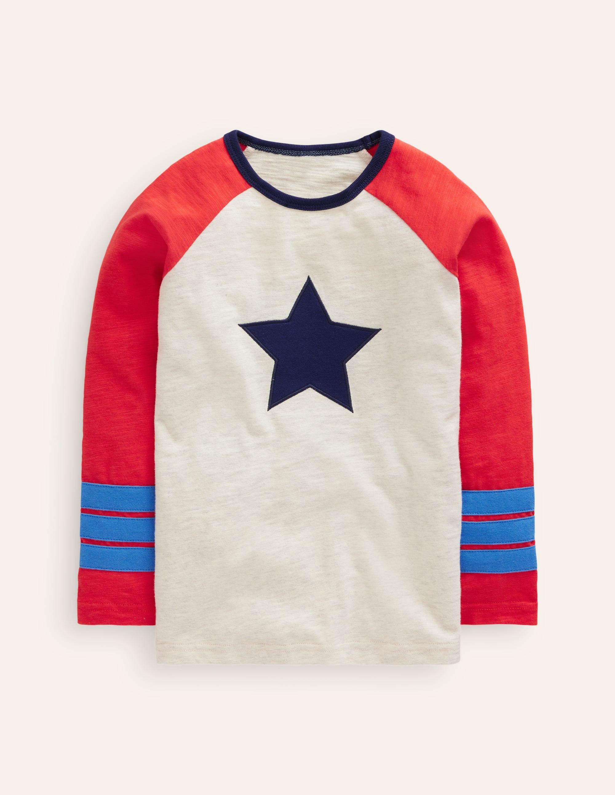 Long Sleeve Raglan T-shirt-Oatmeal Marl/ Sunset Orange - Image 1