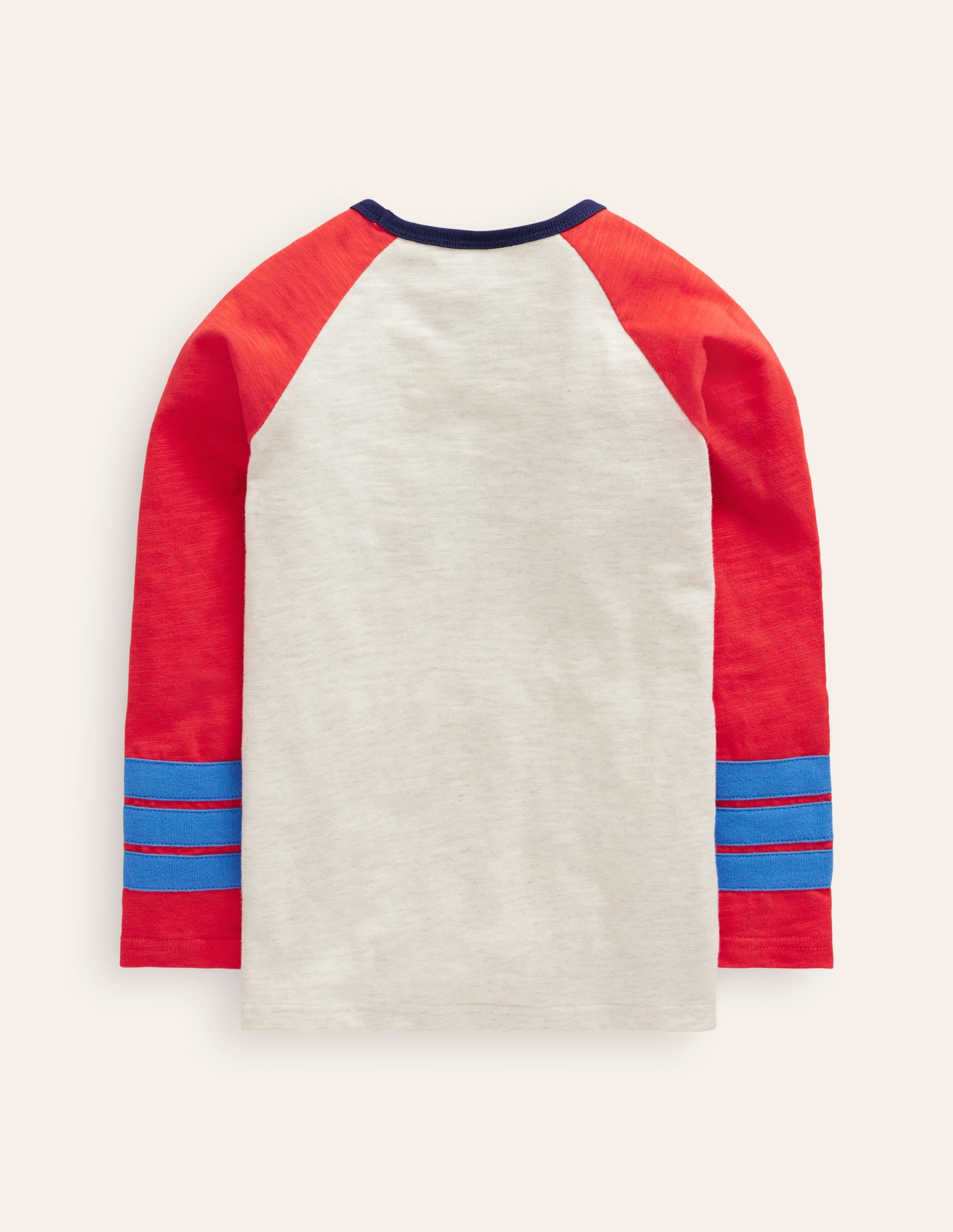 Long Sleeve Raglan T-shirt-Oatmeal Marl/ Sunset Orange - Image 2