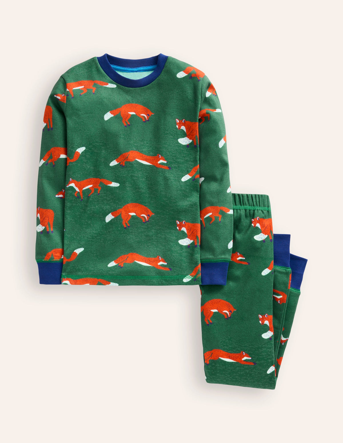 Snug Long John Pyjamas-Jewel Green Foxes - Image 1