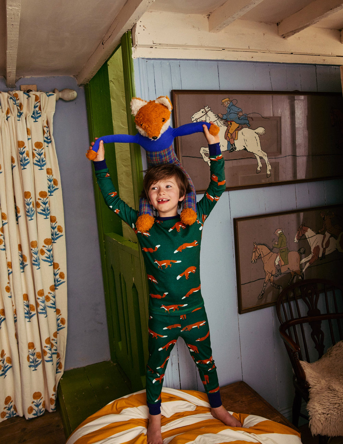 Snug Long John Pyjamas-Jewel Green Foxes - Image 4