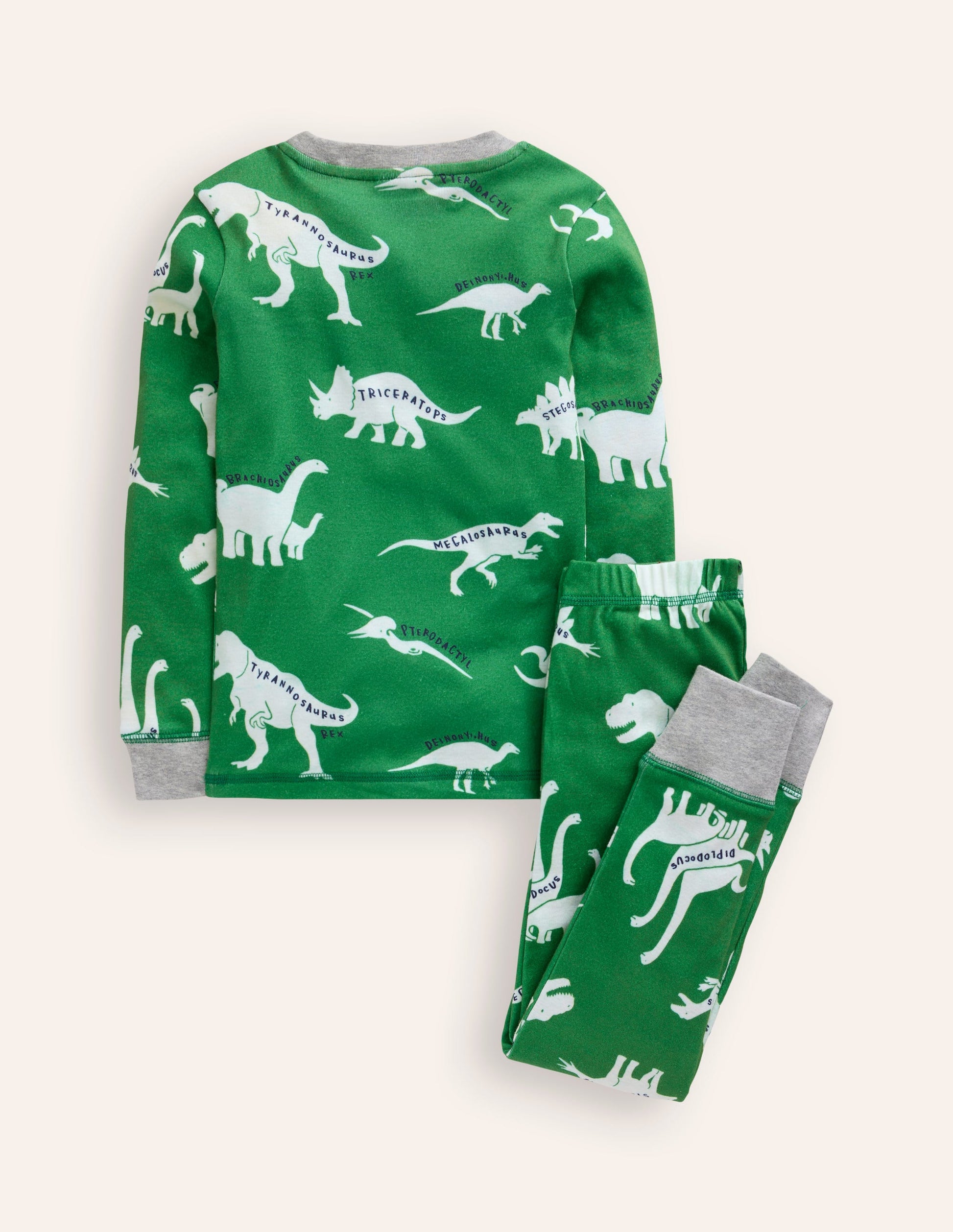 Snug Glow-in-the-dark Pyjamas-Highland Green Dino-2