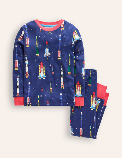 Snug Glow-in-the-dark Pyjamas-Starboard Blue Rockets-1