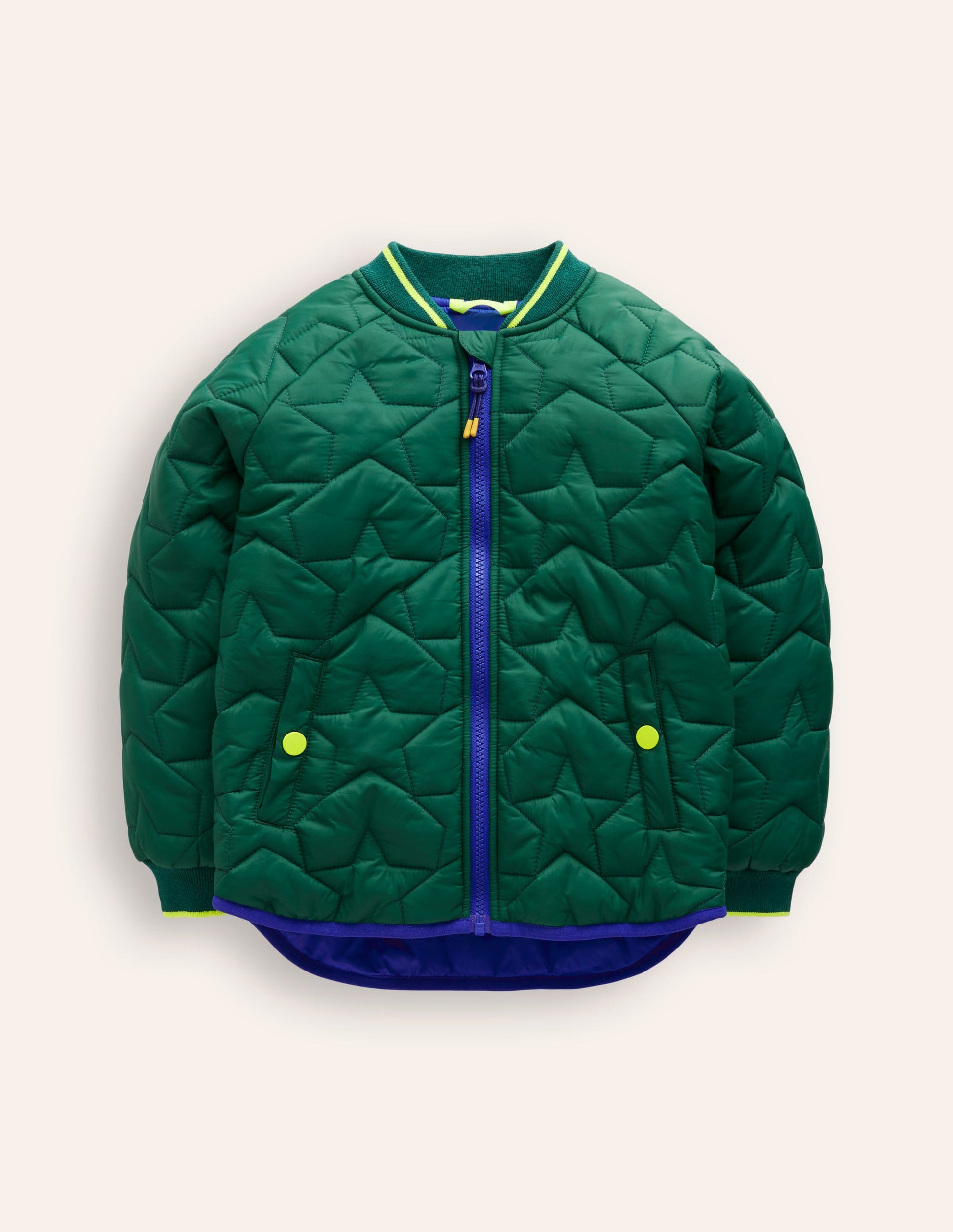 Quilted Bomber Jacket-Jewel Green-1