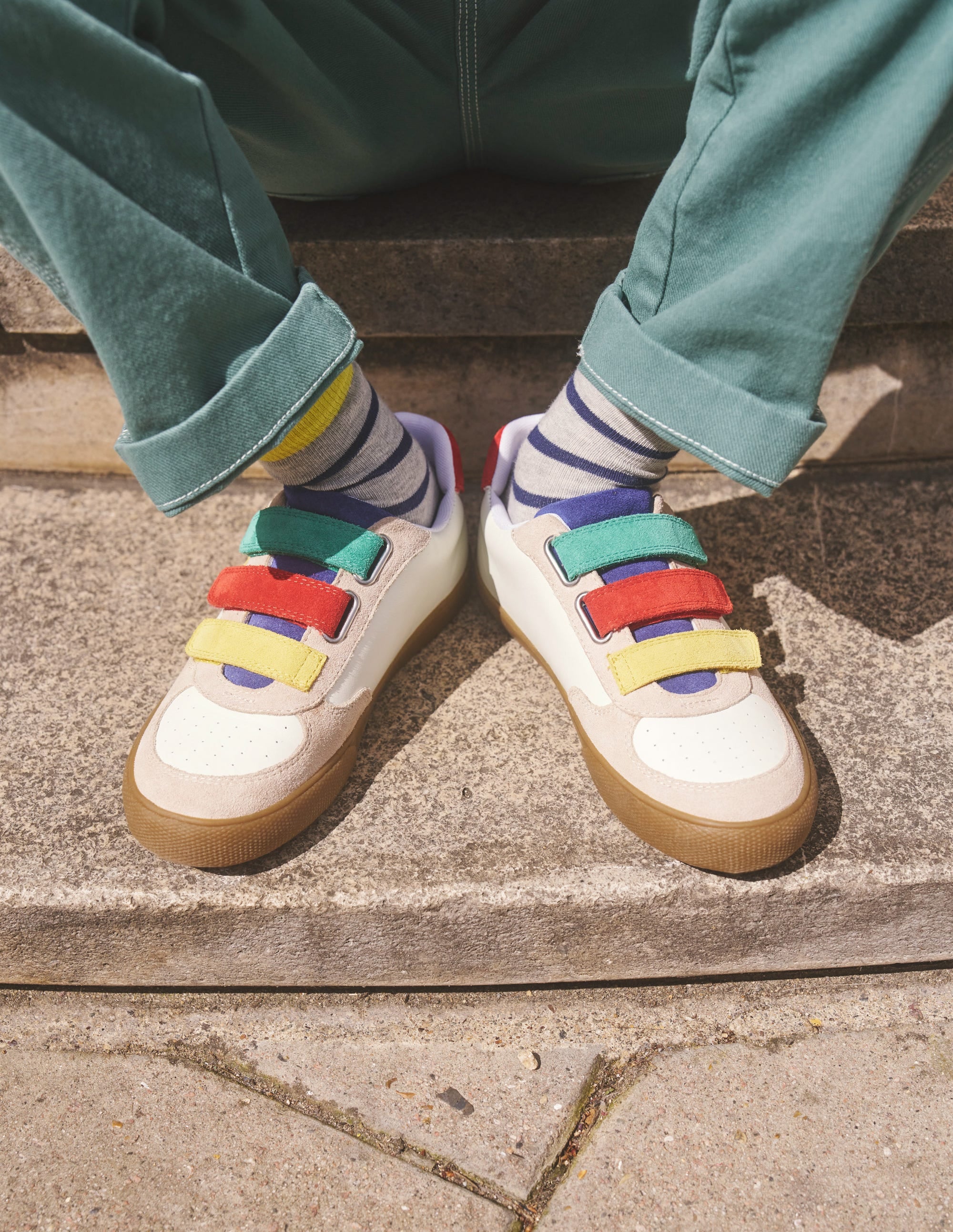 Leather Low Top-White and Multi Colourblock - Image 4