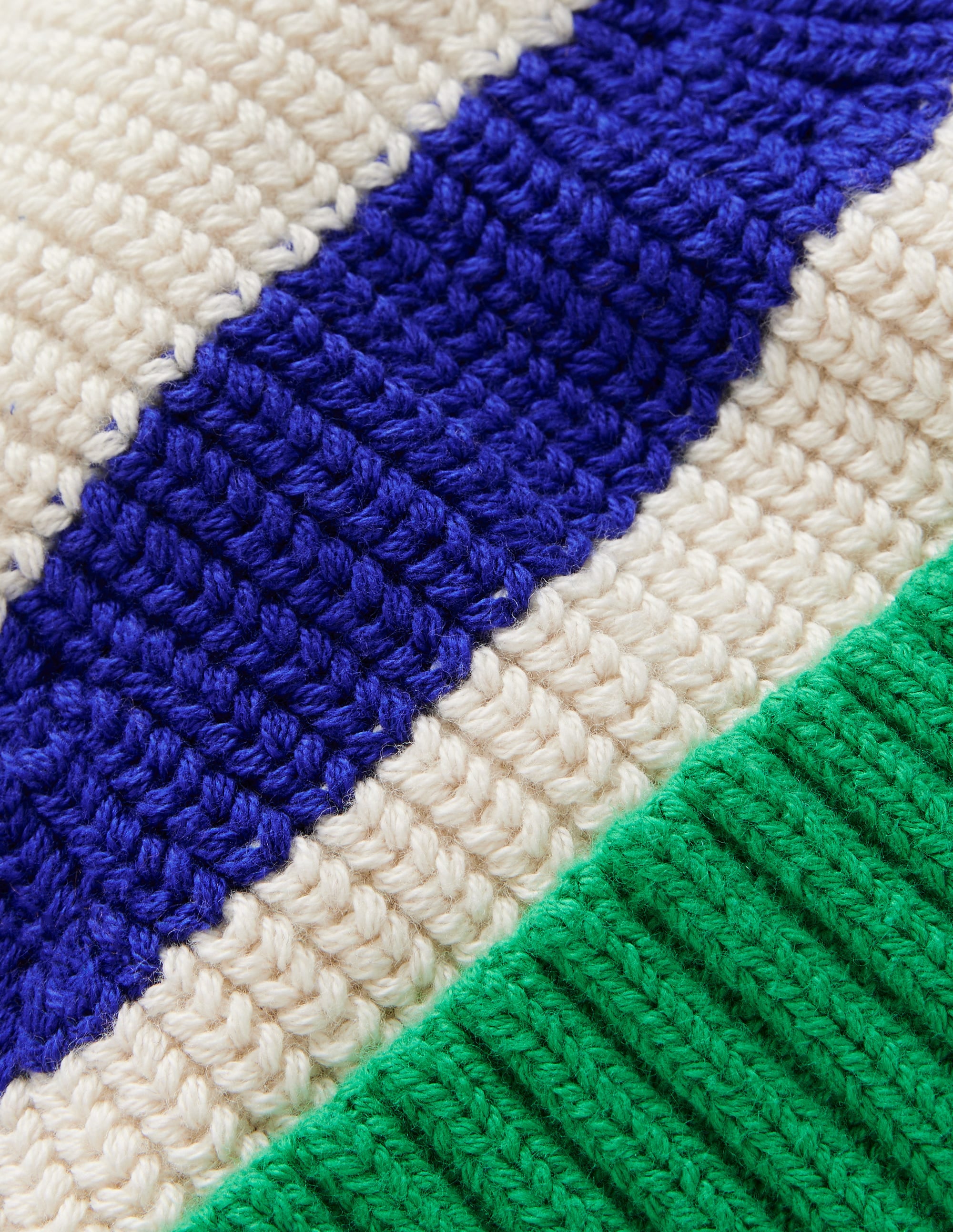 Colourblock Beanie-Sapphire Blue / Ecru - Image 2