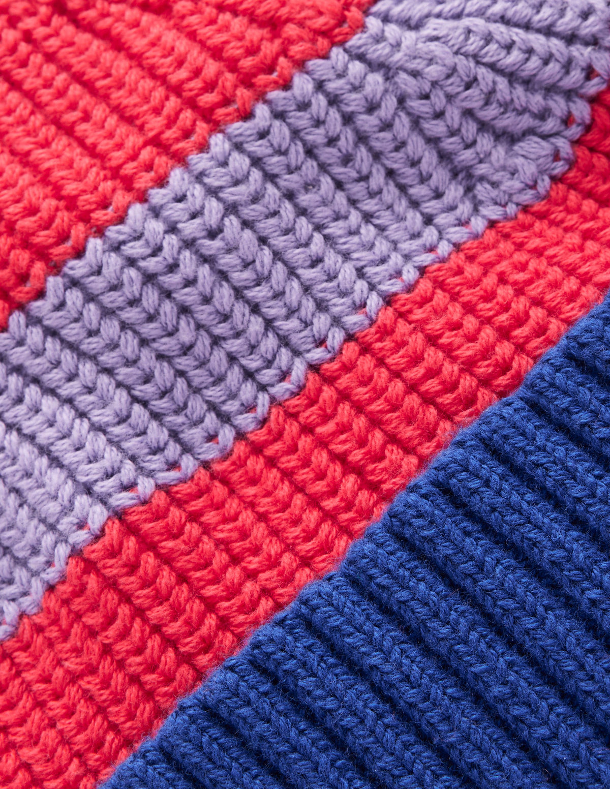 Colourblock Beanie-Terracotta Orange/Chalk Pink - Image 2
