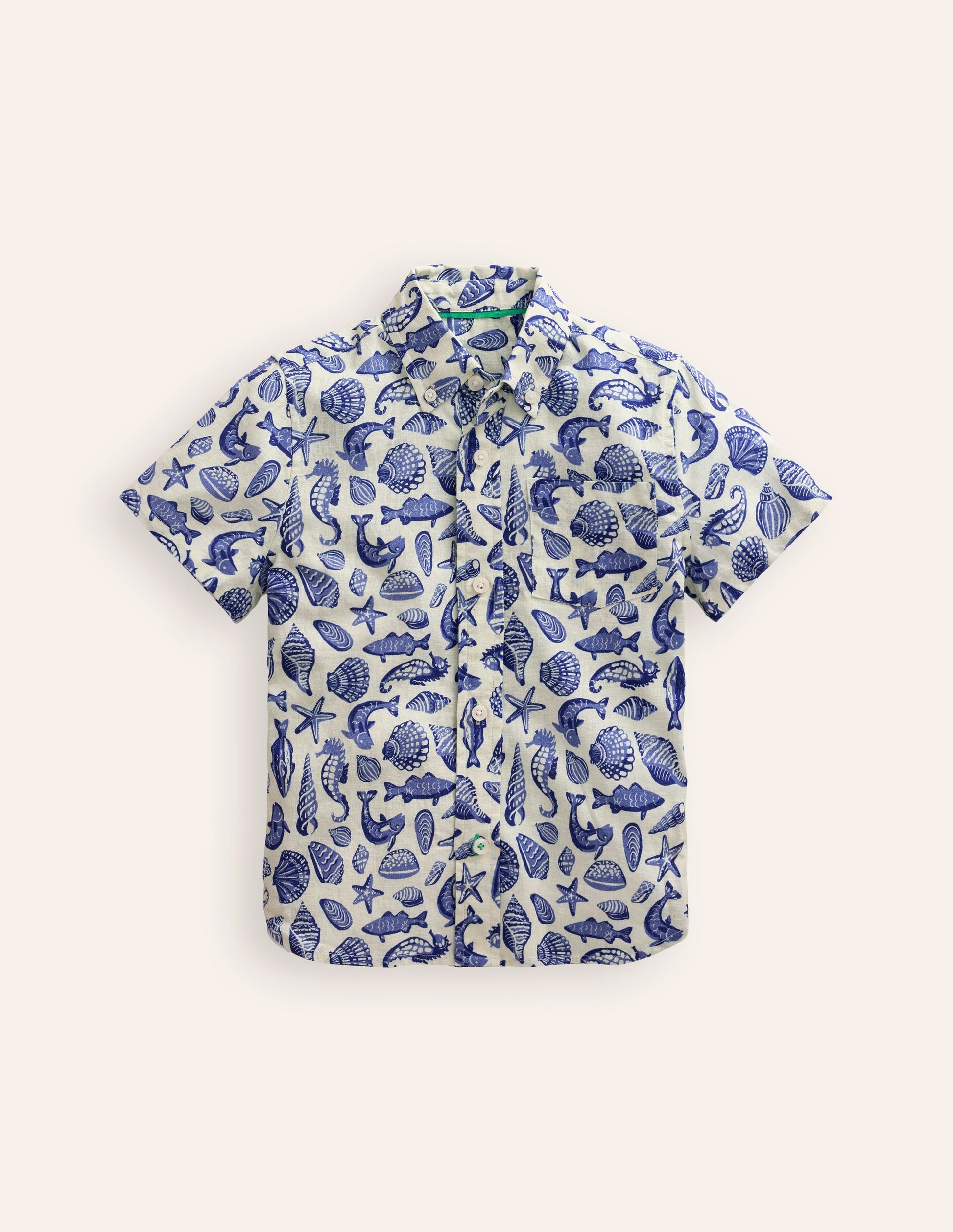 Cotton Linen Shirt-Sapphire Blue Seashore-1