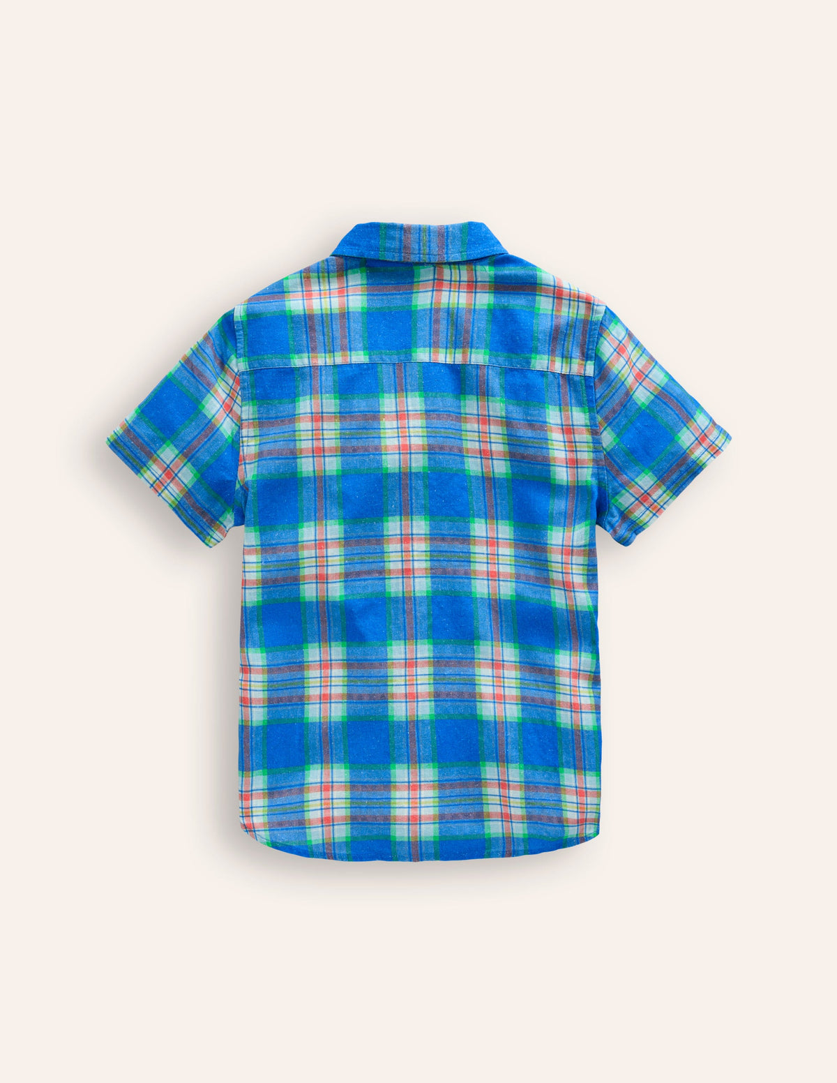 Cotton Linen Shirt-Blue/ Green Check - Image 2