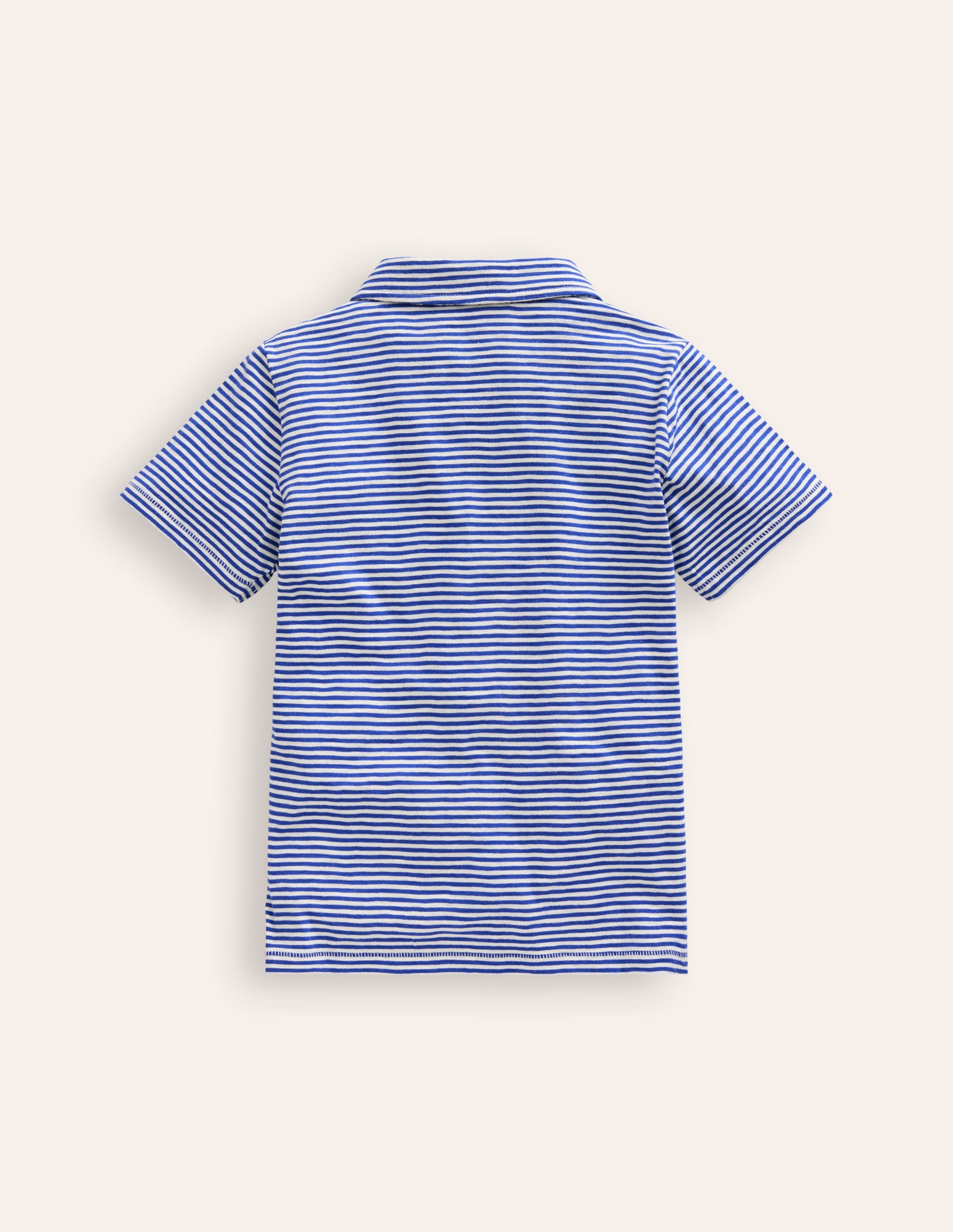 Slub Polo Shirt-Sapphire Blue/ Vanilla Pod - Image 2