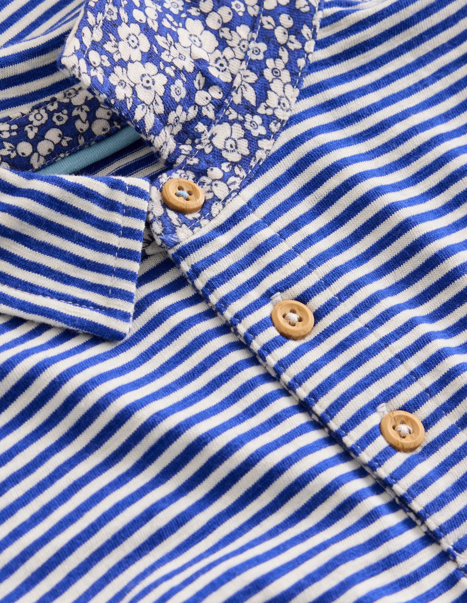 Slub Polo Shirt-Sapphire Blue/ Vanilla Pod-3