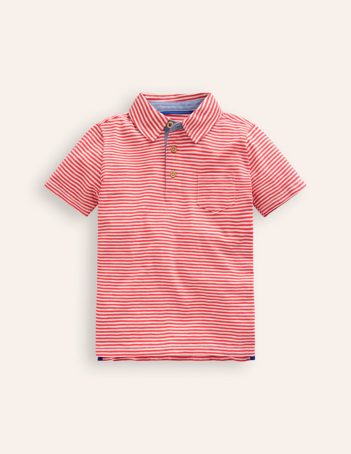 Slub Polo Shirt-Jam Red/ Vanilla Pod-1