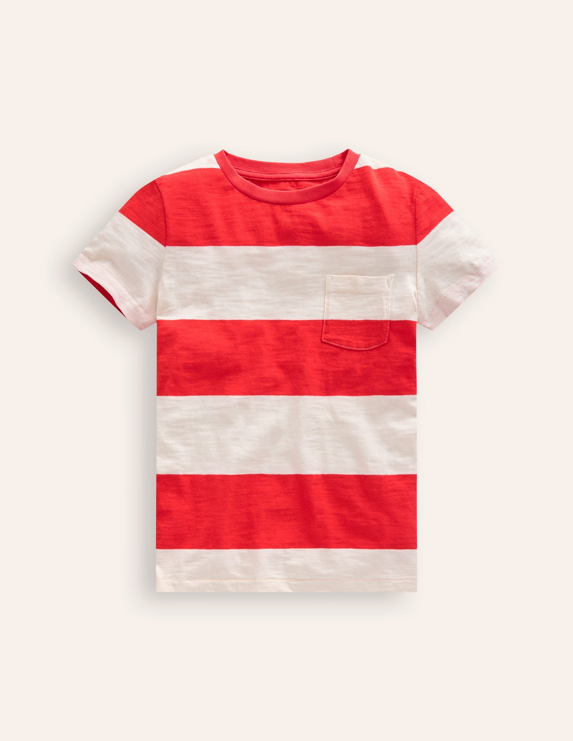 Washed Slub T-shirt-Poppy Red/ Ivory-1