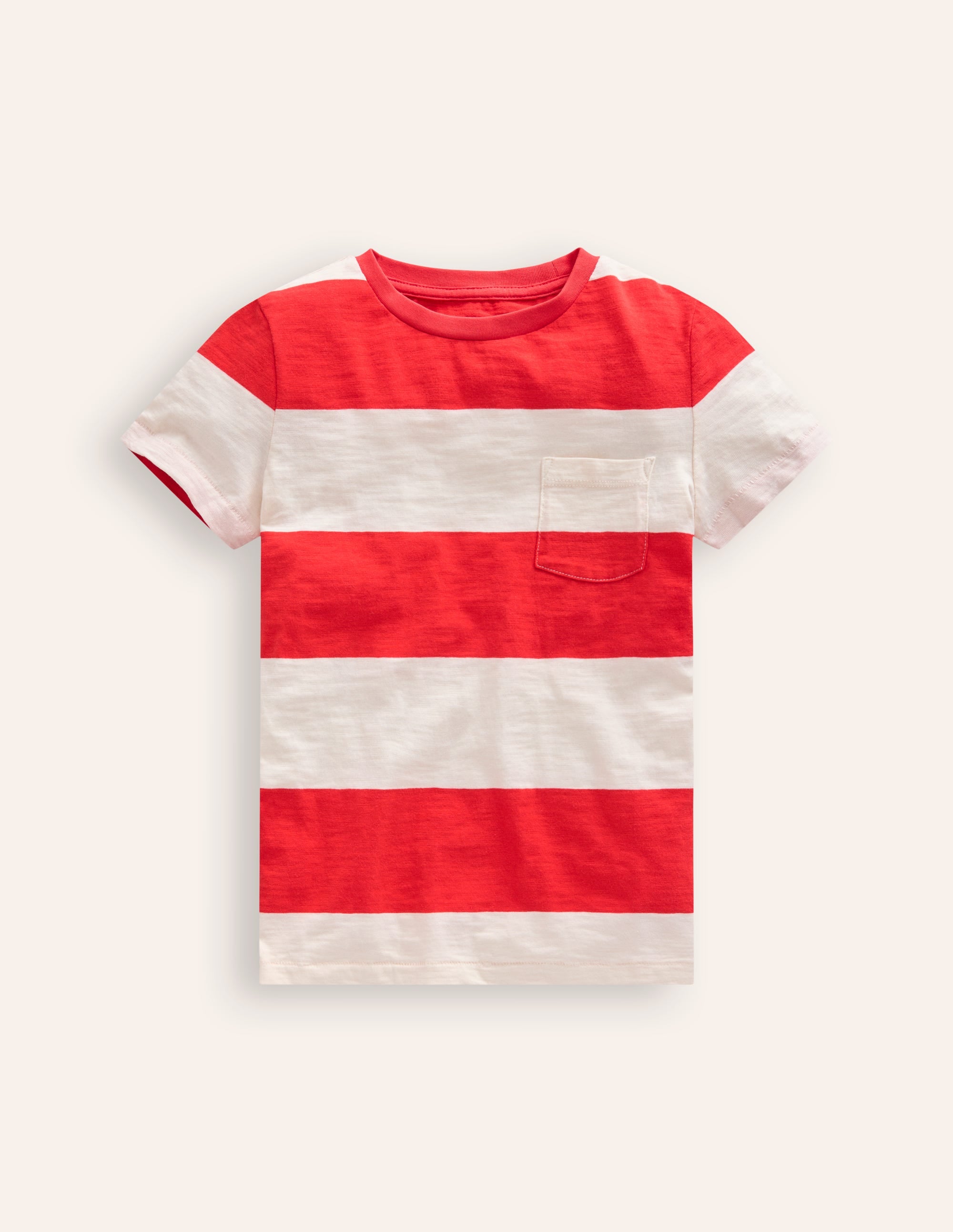 Washed Slub T-shirt-Poppy Red/ Ivory - Image 1