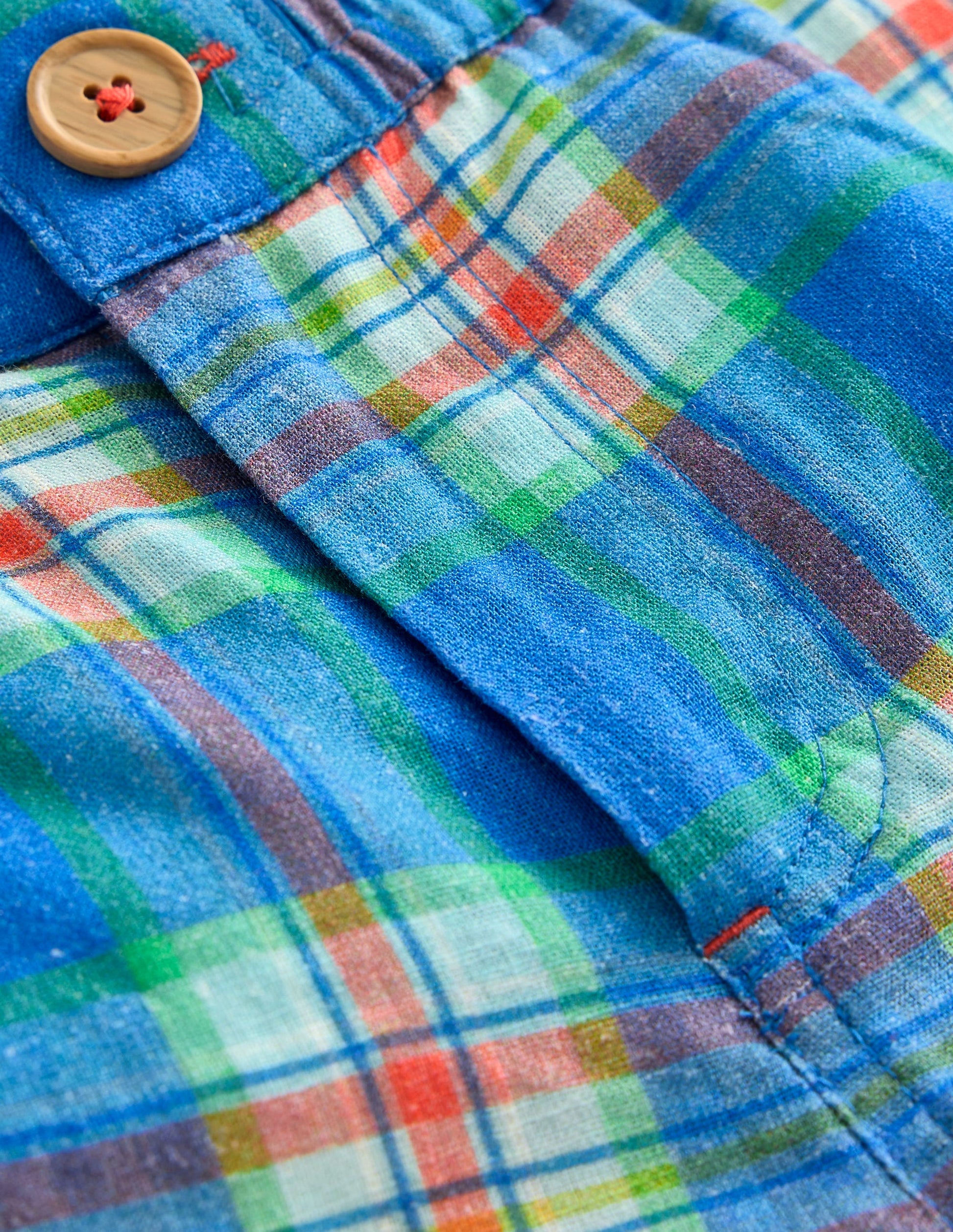Smart Roll Up Shorts-Blue/ Green Check-3