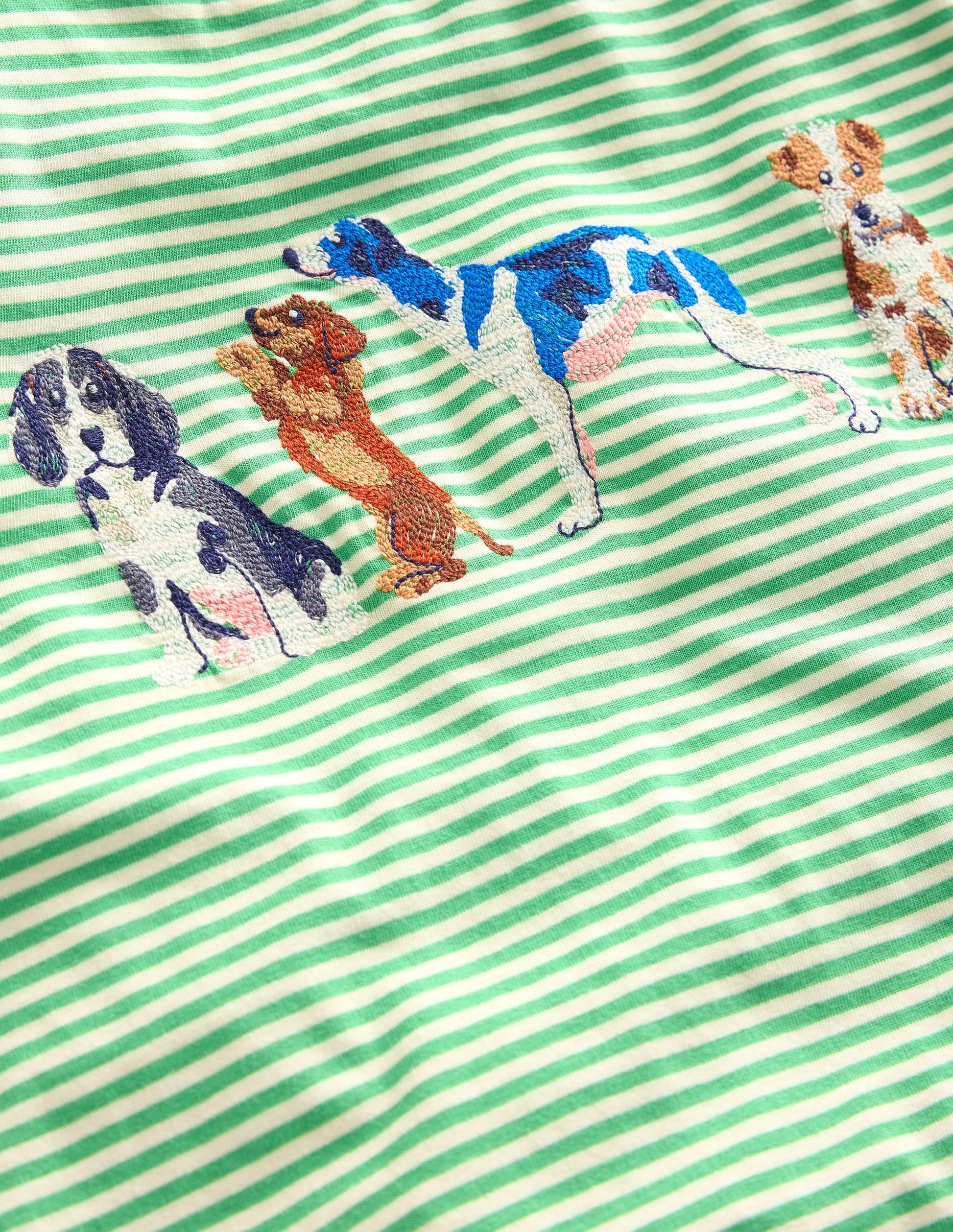 Superstitch Dogs T-shirt-Pistachio Green/ Ivory Stripe-3
