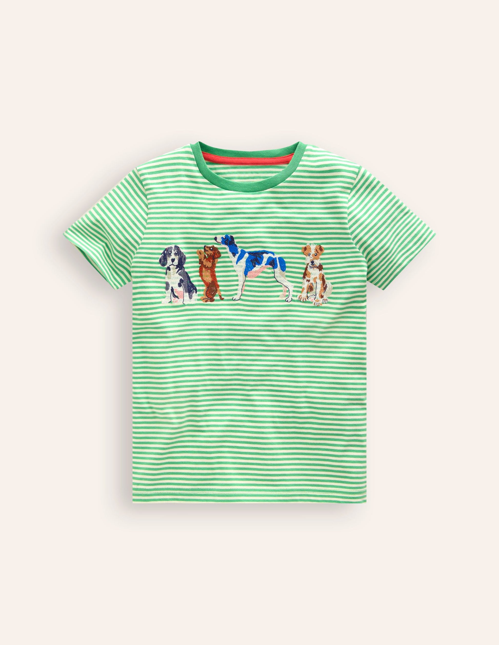 Superstitch Dogs T-shirt-Pistachio Green/ Ivory Stripe-1