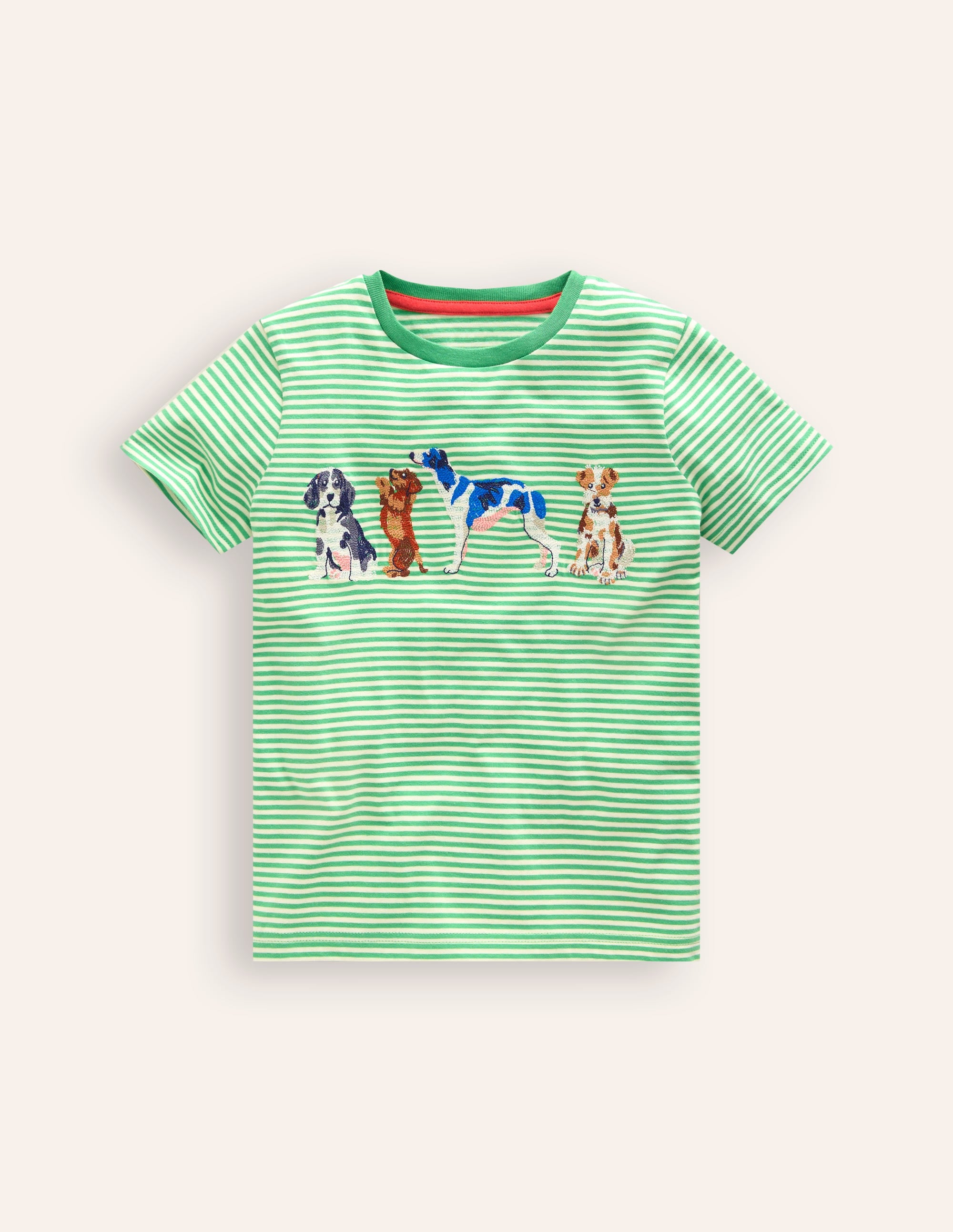 Superstitch Dogs T-shirt-Pistachio Green/ Ivory Stripe - Image 1