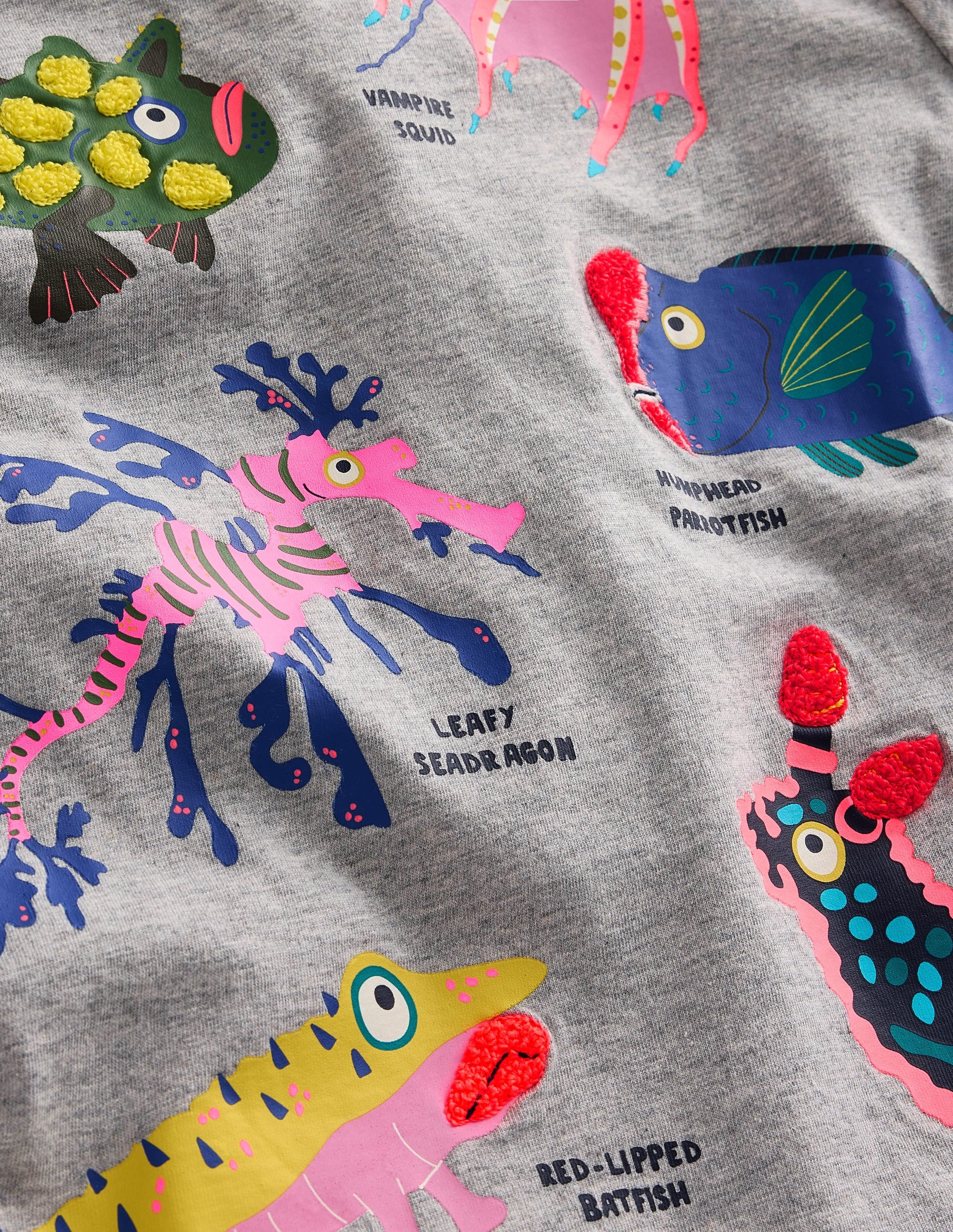 Weird & Wonderful Fish T-shirt-Grey Marl Weird Fish - Image 3