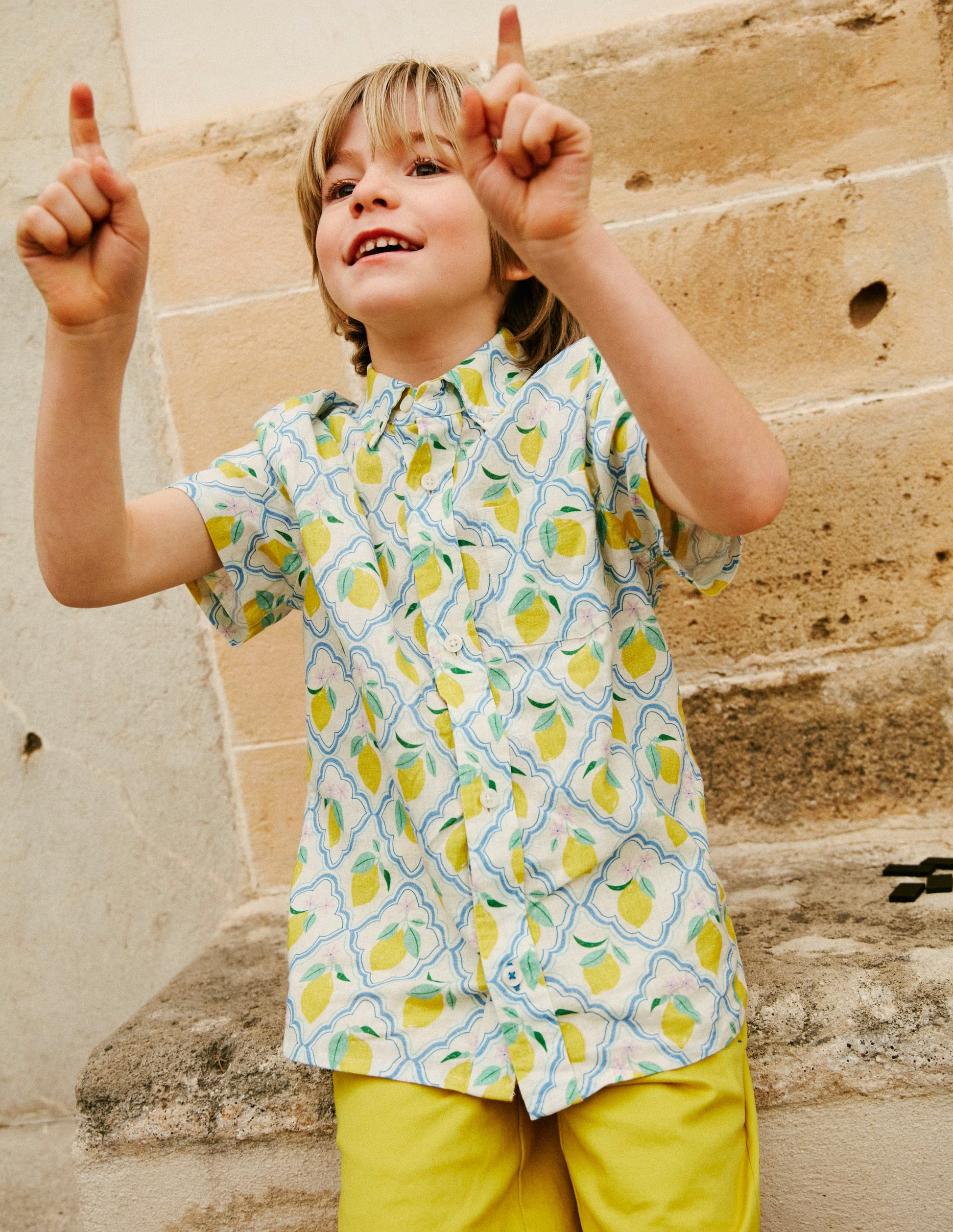Cotton Linen Shirt-Yellow Lemon Gove-8