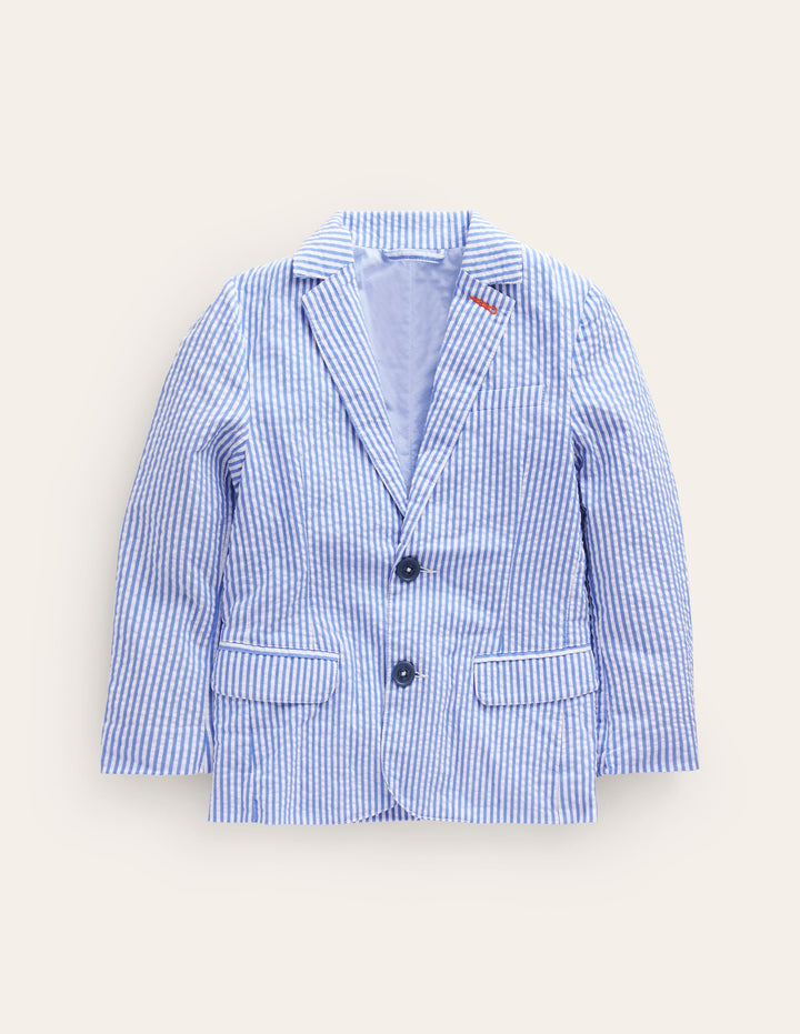 Seersucker Blazer-Vintage Blue / Ivory Stripe
