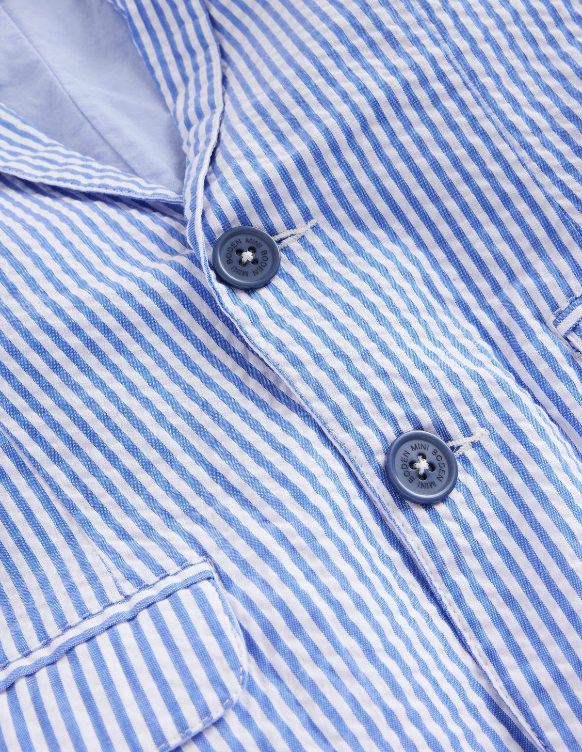 Seersucker Blazer-Vintage Blue / Ivory Stripe - Image 3