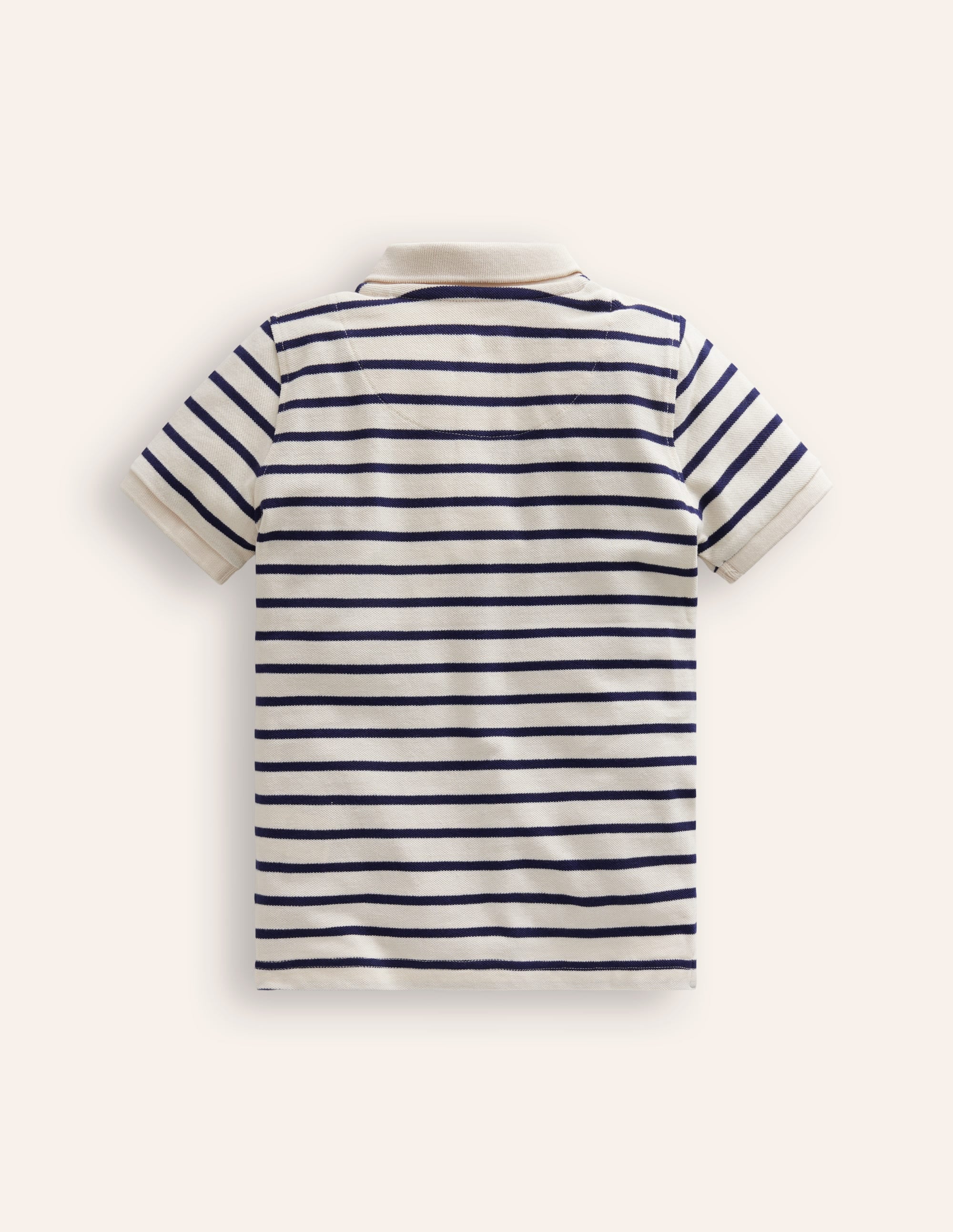 Piqué Polo Shirt-Ivory/College Navy - Image 2