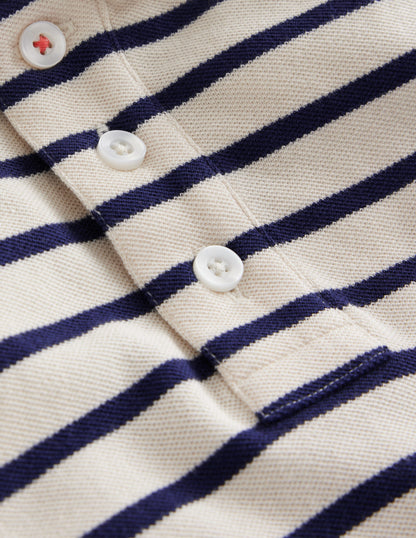 Piqué Polo Shirt-Ivory/College Navy-3