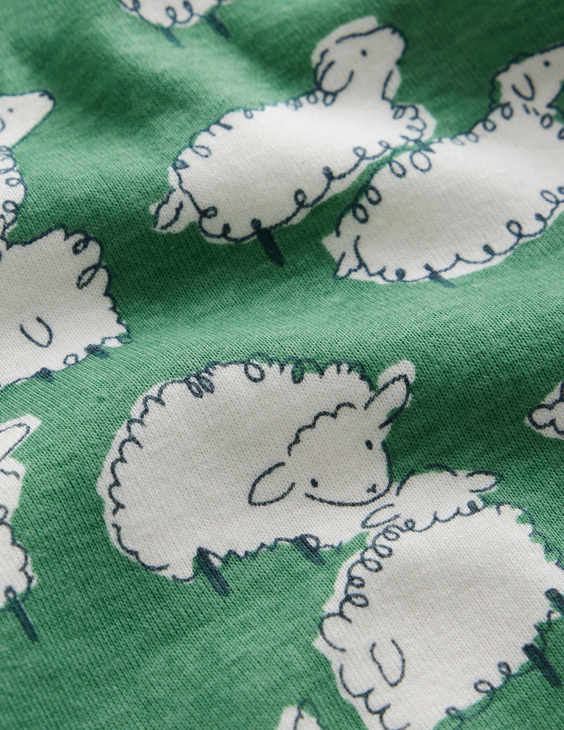 Snug Single Long John Pyjamas-Aloe Green Sheep-3