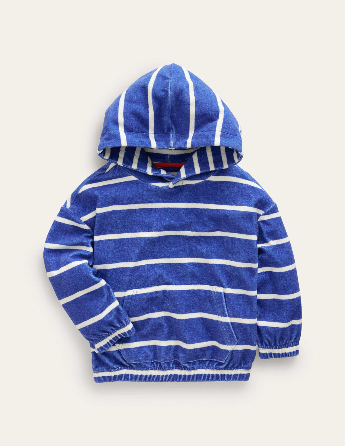 Towelling Hoodie-Sapphire Blue/Ivory Stripe - Image 1