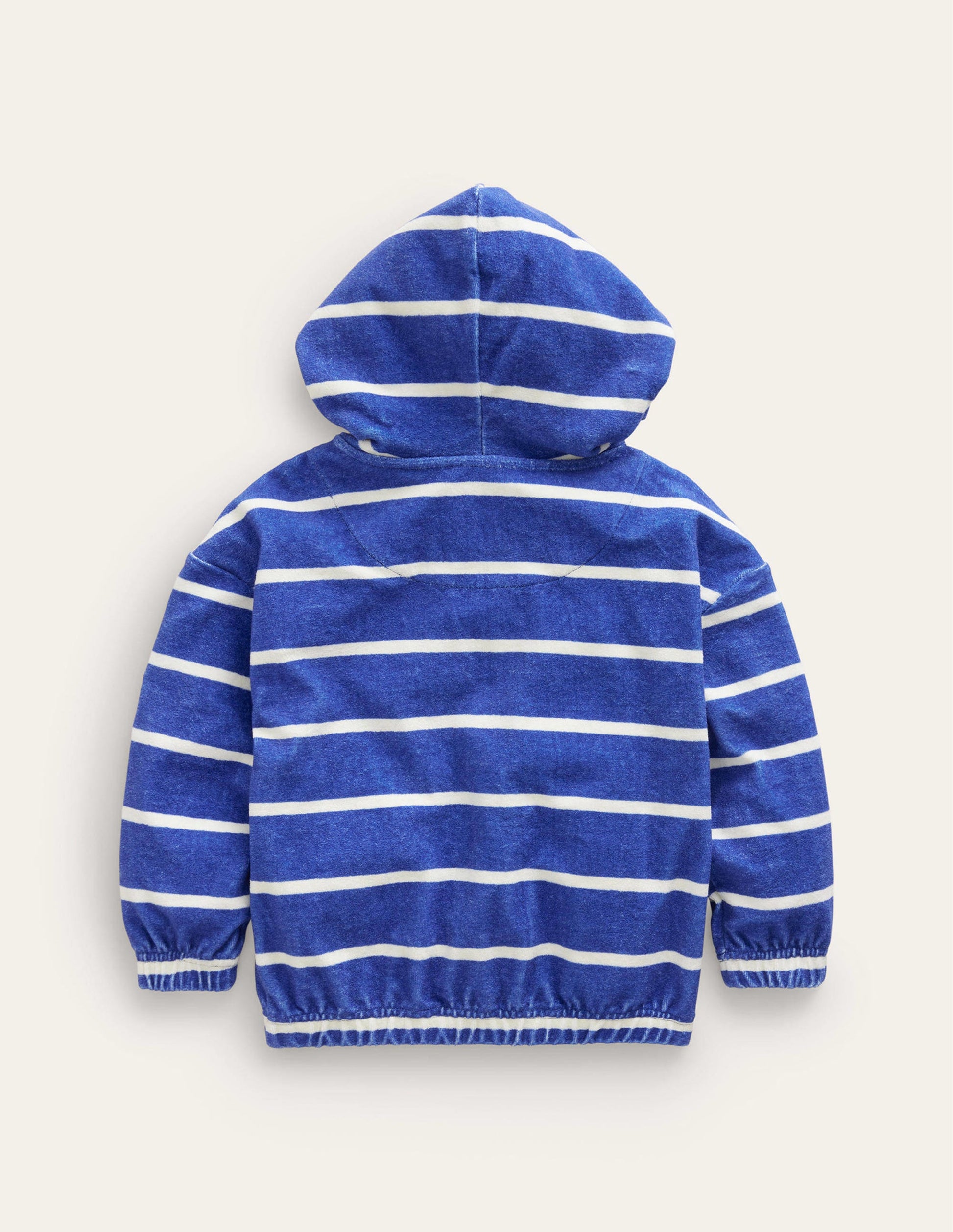 Towelling Hoodie-Sapphire Blue/Ivory Stripe-2