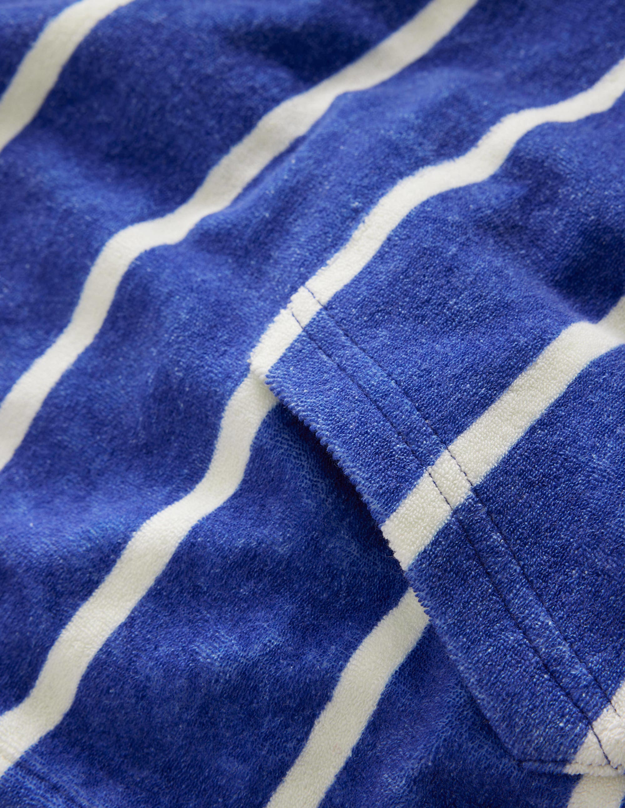 Towelling Hoodie-Sapphire Blue/Ivory Stripe - Image 3