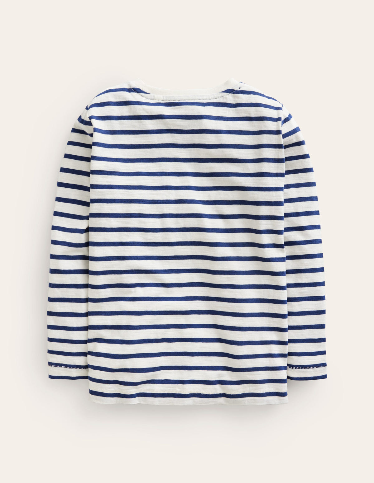 Long-sleeved Washed T-shirt-Ivory/College Navy - Image 2