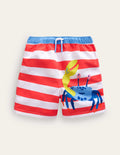 Swim Shorts-Red and White Crab