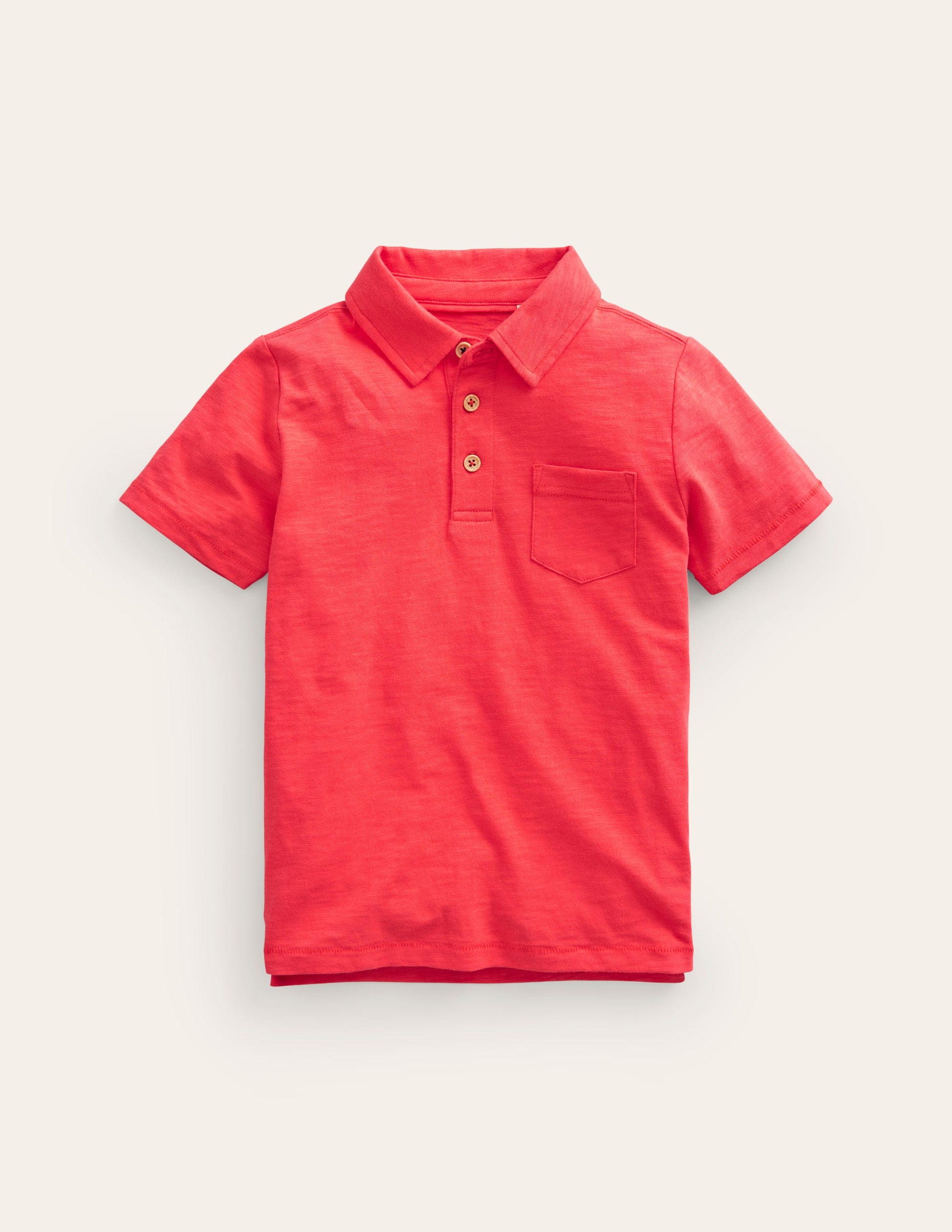 Slub Polo Shirt-Jam Red-1