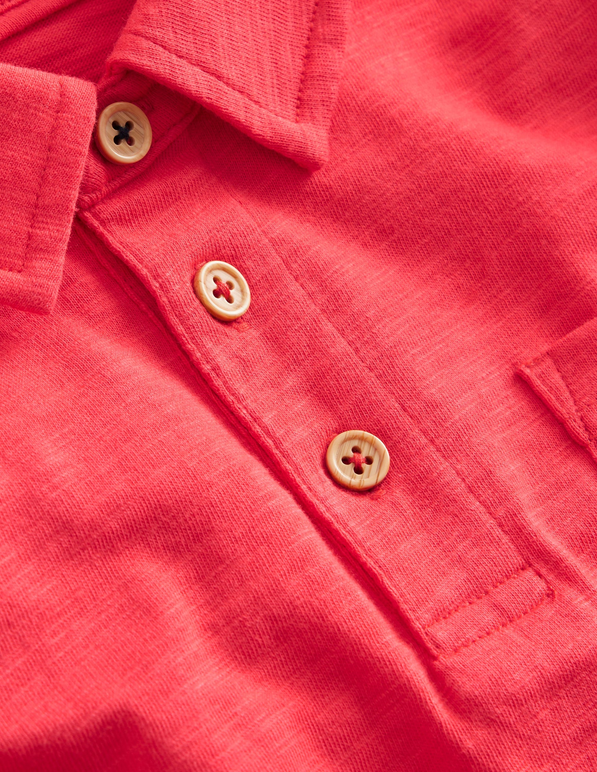 Slub Polo Shirt-Jam Red-3