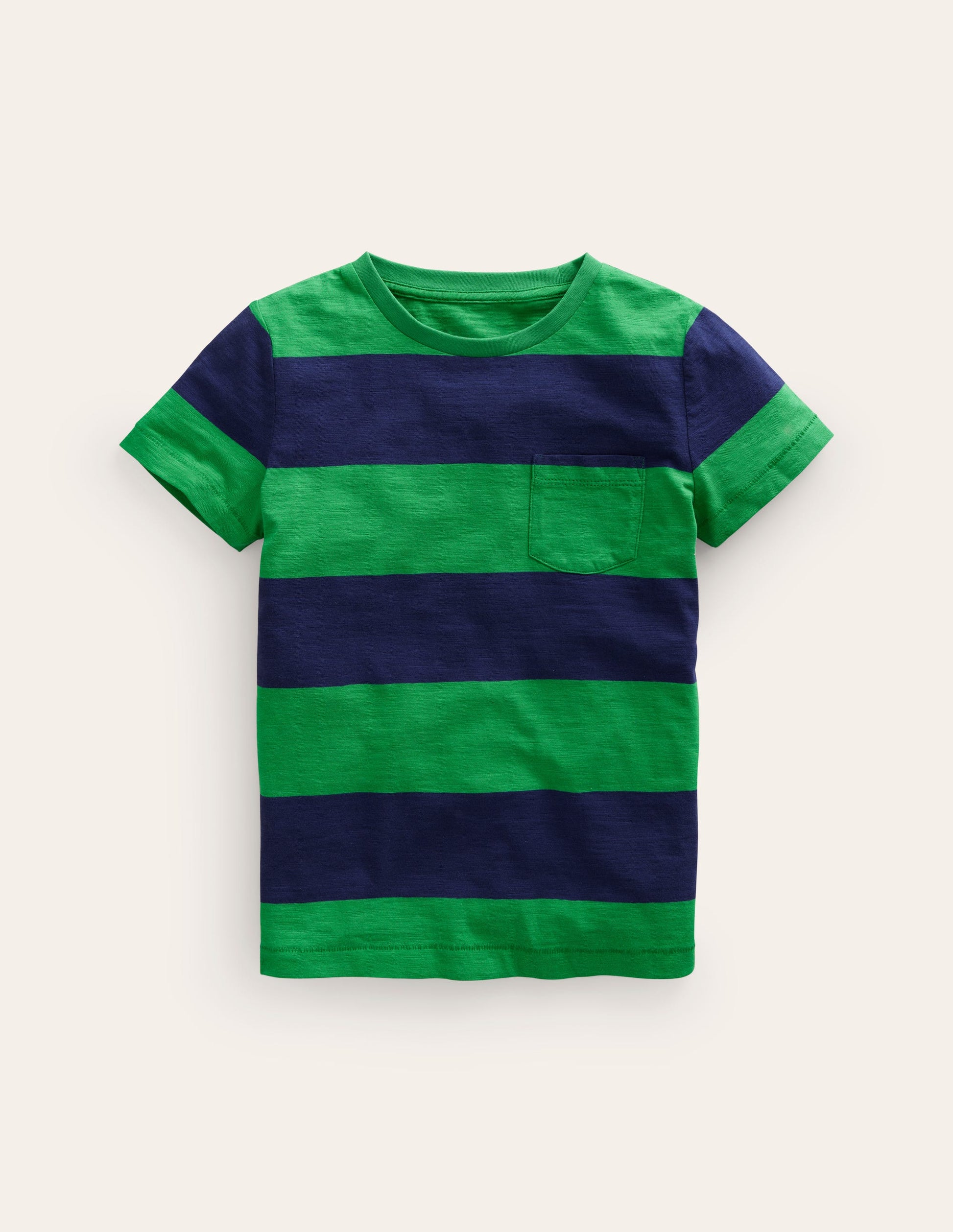 Washed Slub T-shirt-Runner Bean/College Navy-1
