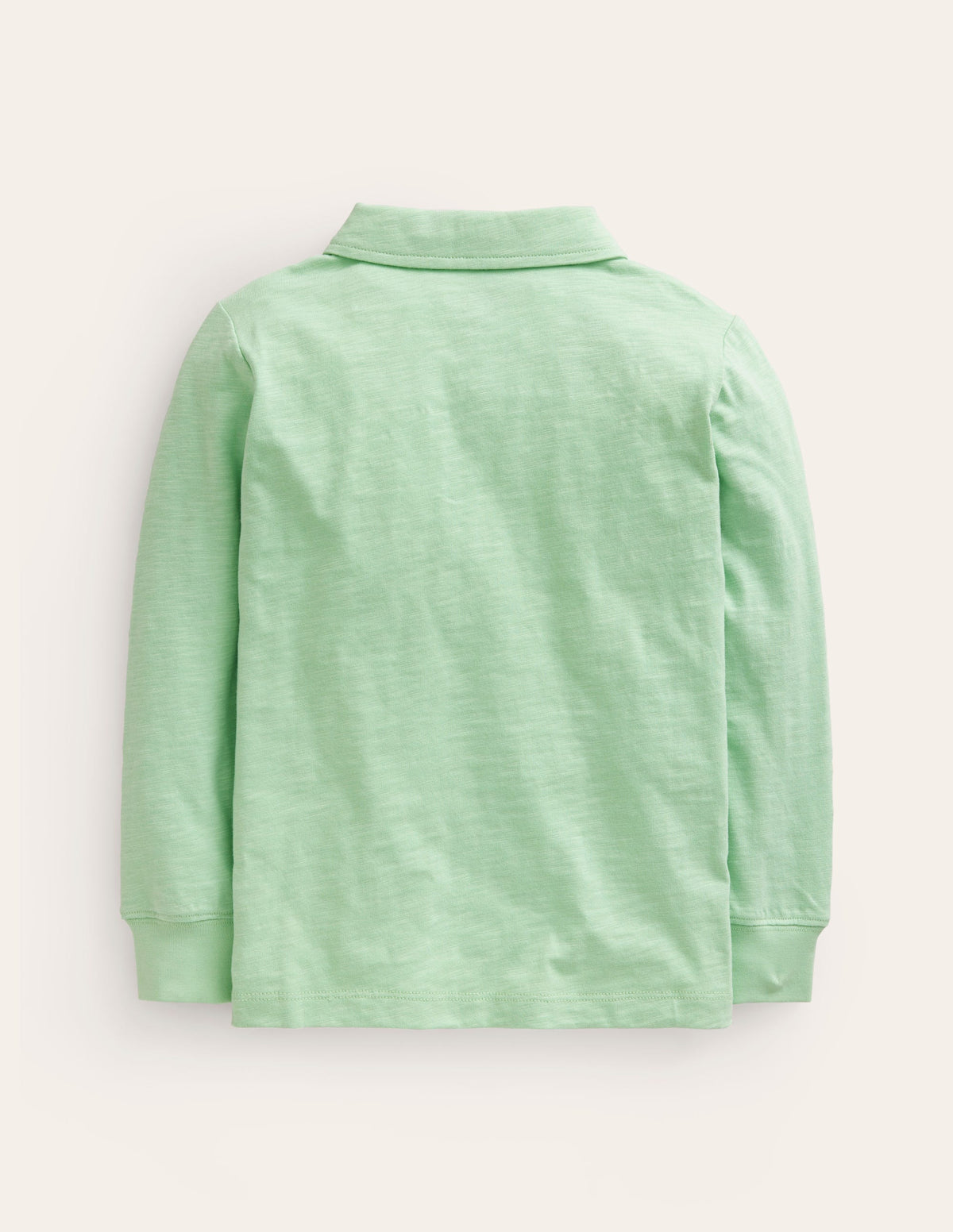 Slubbed Long-Sleeve Polo Shirt-Pistachio Green-2