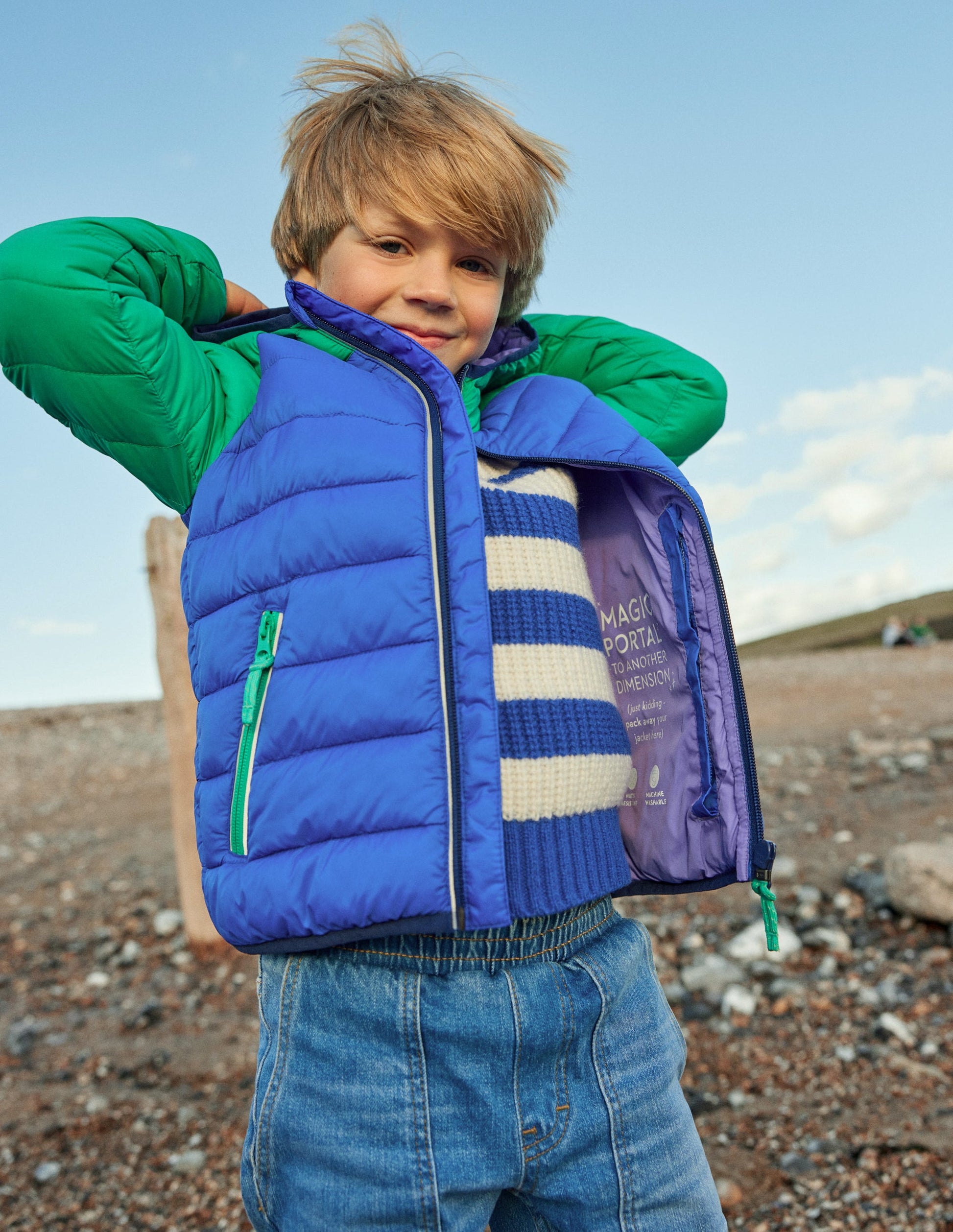 Pack-away Padded Jacket-Blue Heron/ Jade Green-4