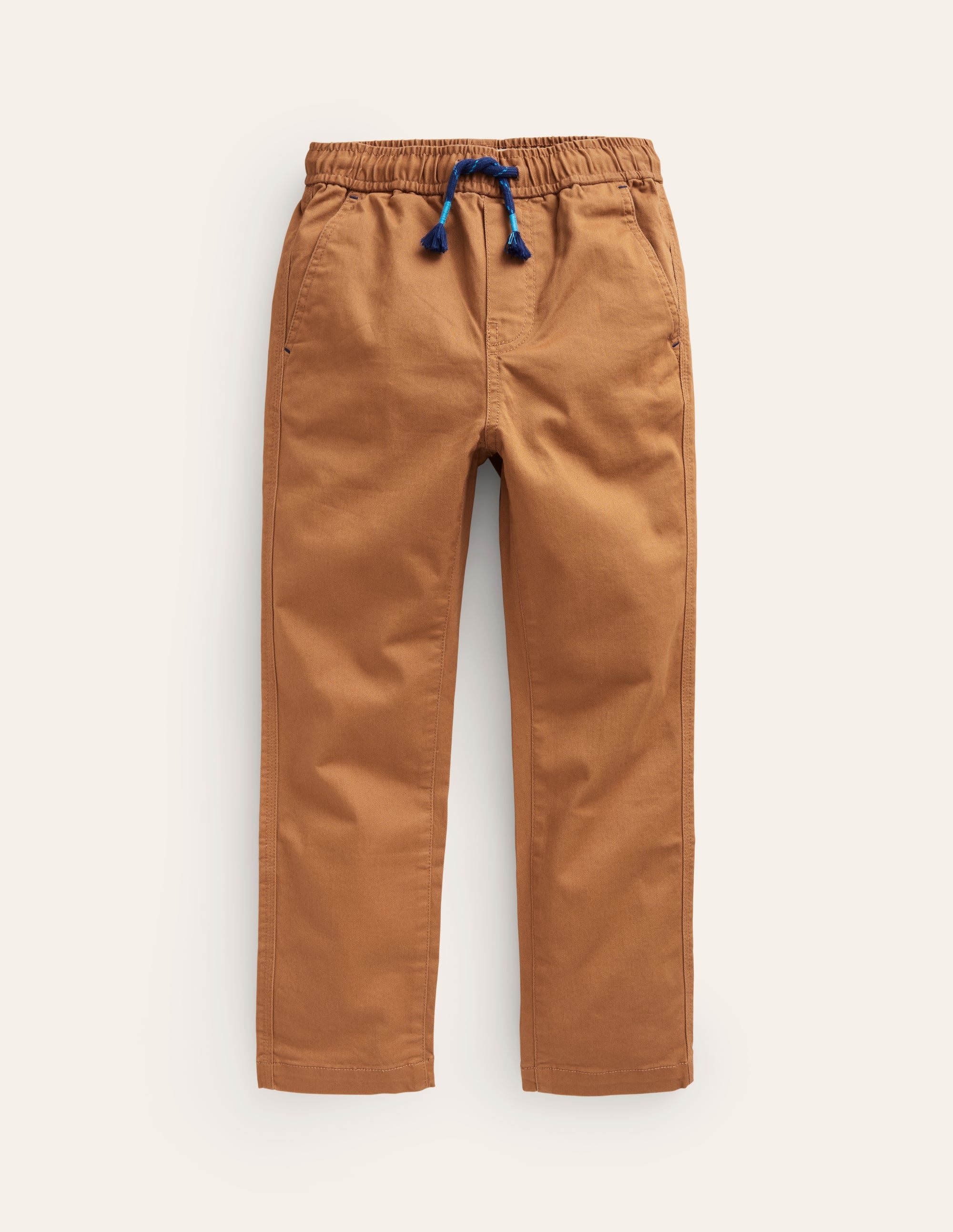 Slim Pull-On Trousers-Butterscotch Brown - Image 1