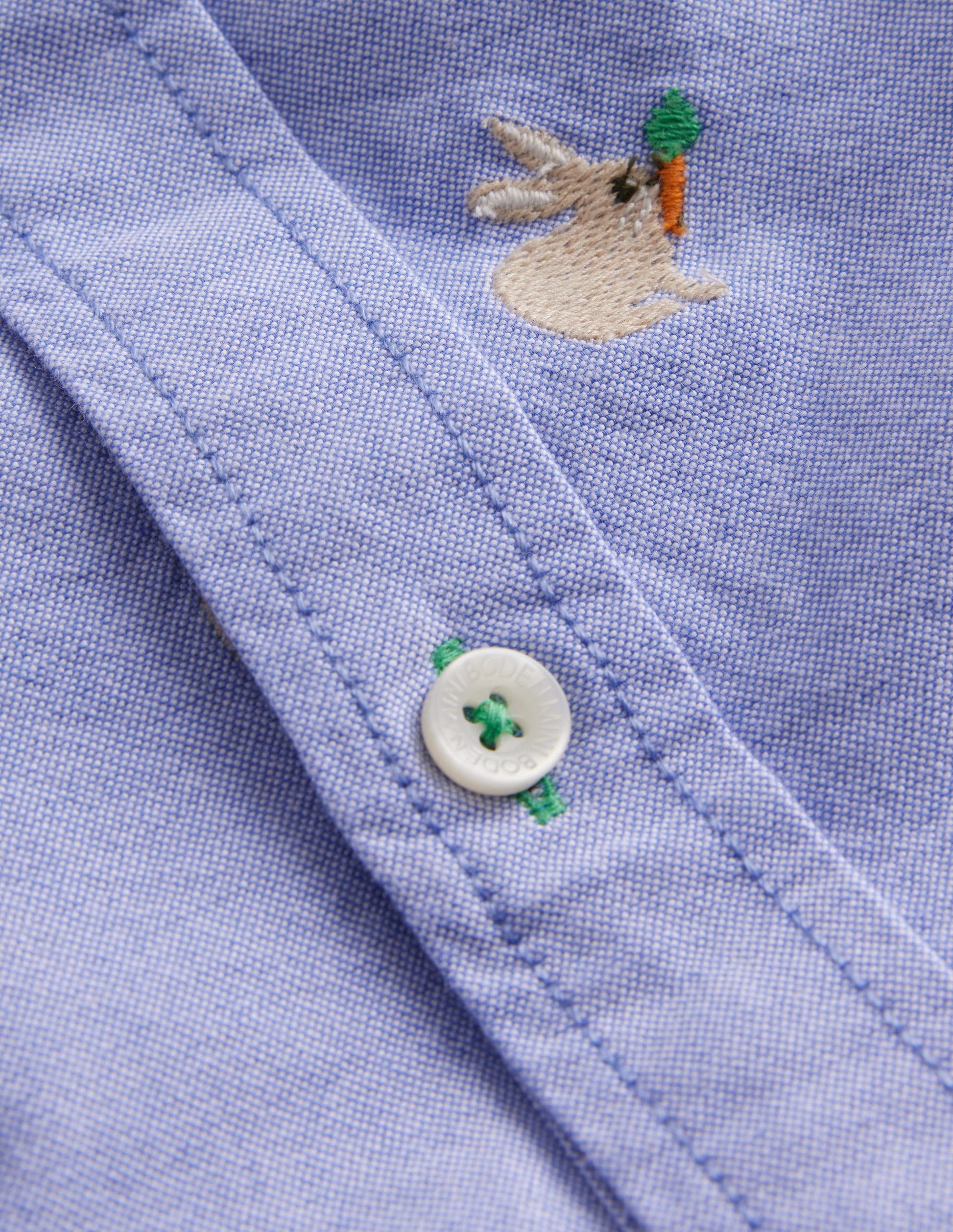 Embroidered Oxford Shirt-Blue Bunny Embroidery-3