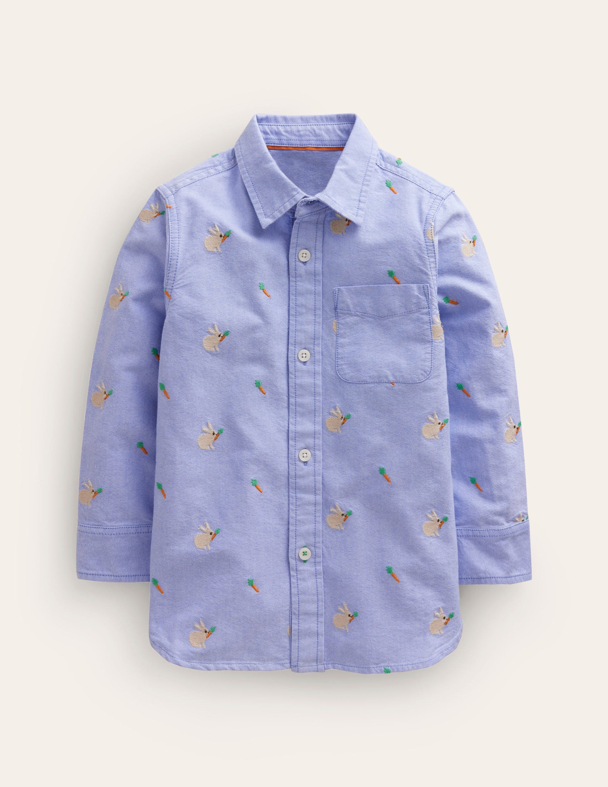 Embroidered Oxford Shirt-Blue Bunny Embroidery-1