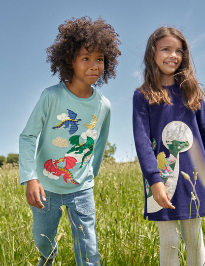 Dragon Appliqué T-shirt-Georgia Blue Dragons-4