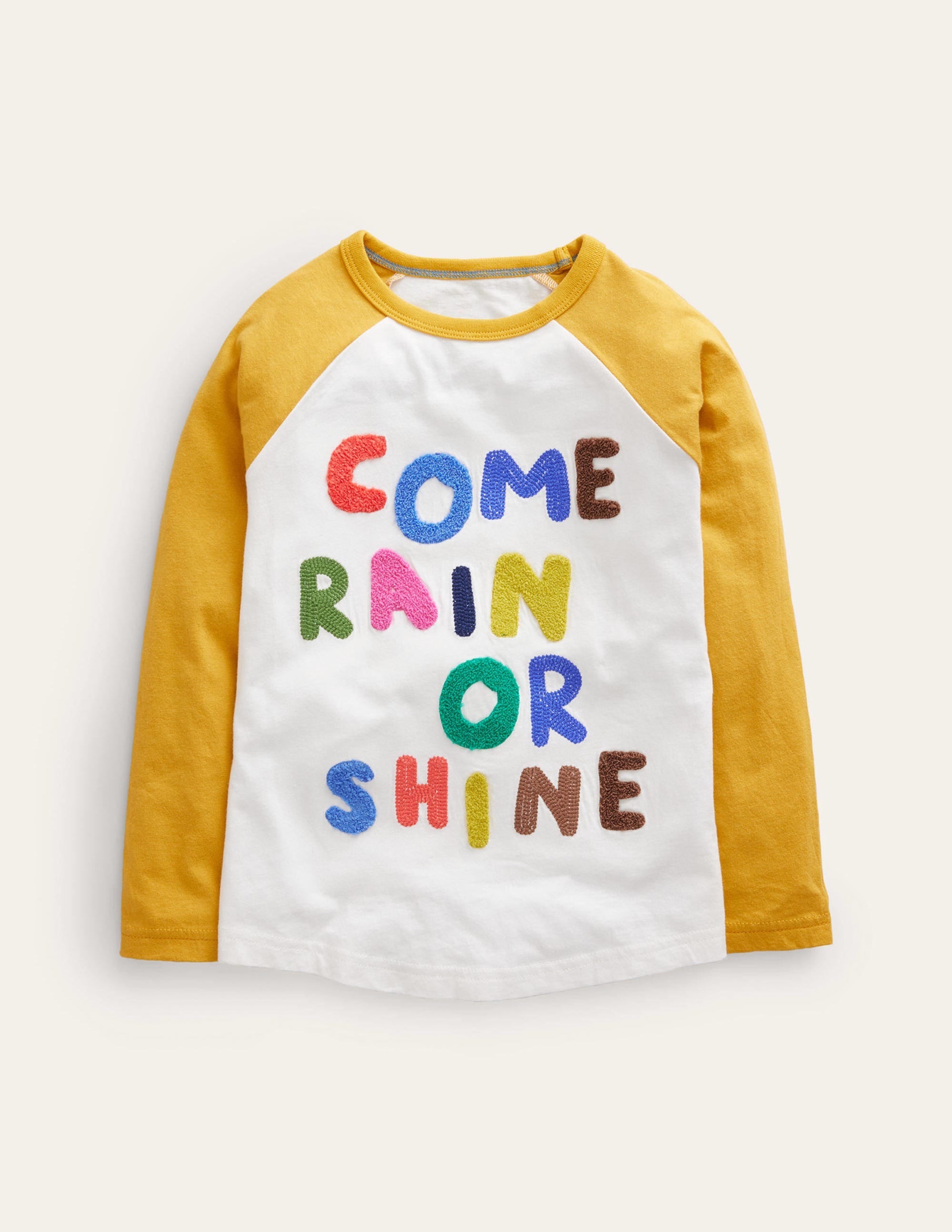Joyful Raglan T-shirt-Ivory/Gooseberry Yellow - Image 1