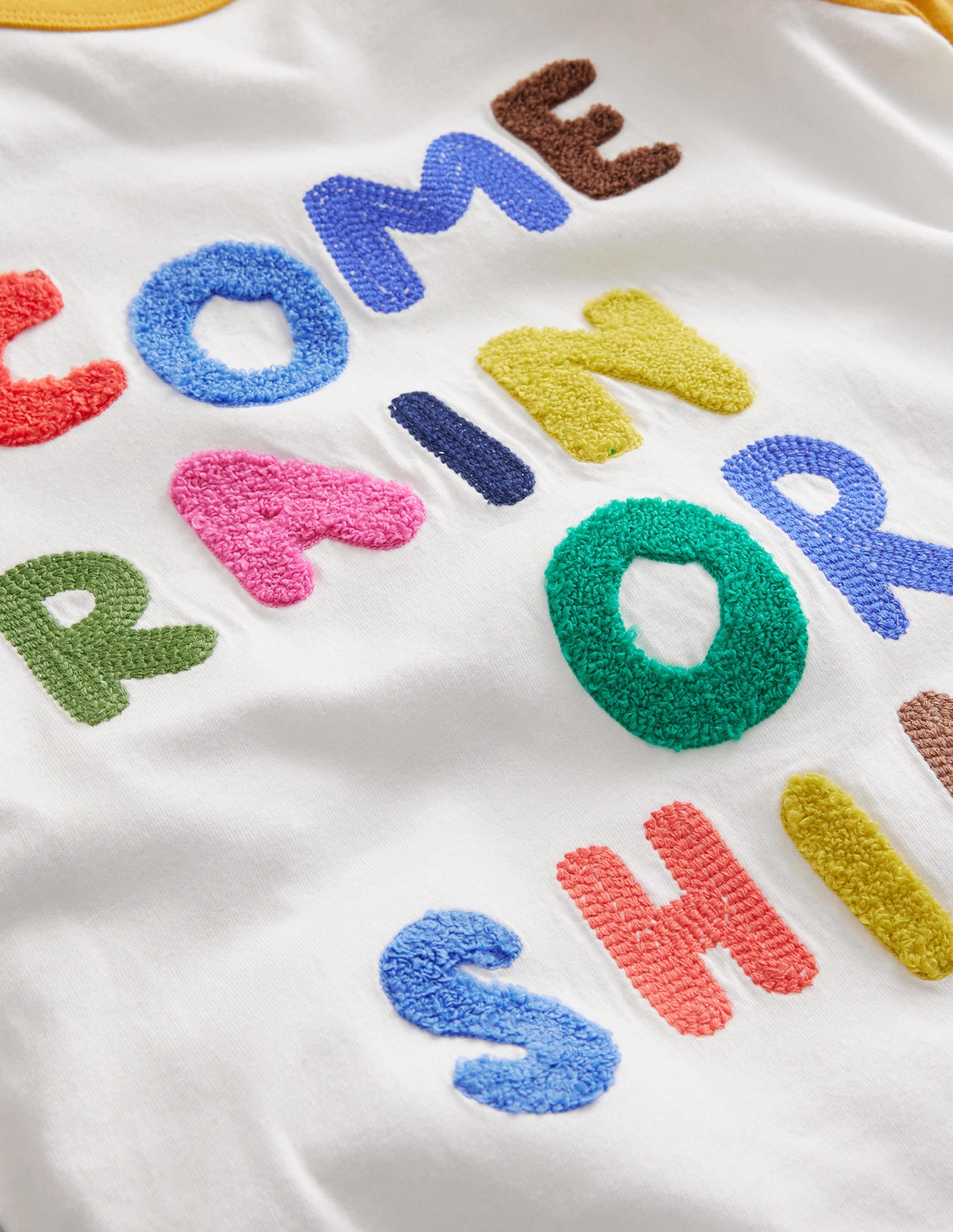 Joyful Raglan T-shirt-Ivory/Gooseberry Yellow - Image 3