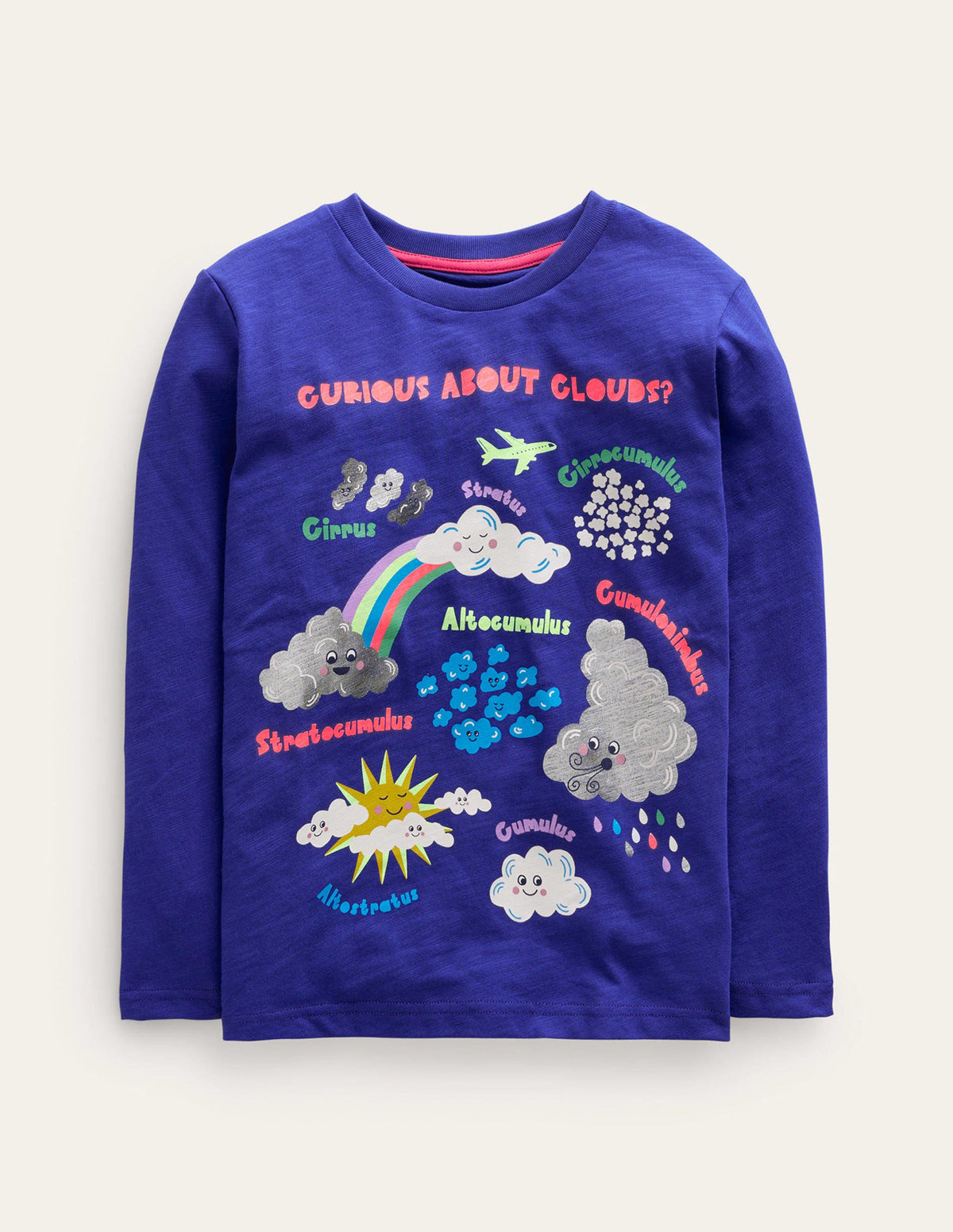 Printed Educational T-shirt-Blue Heron Clouds - Image 1