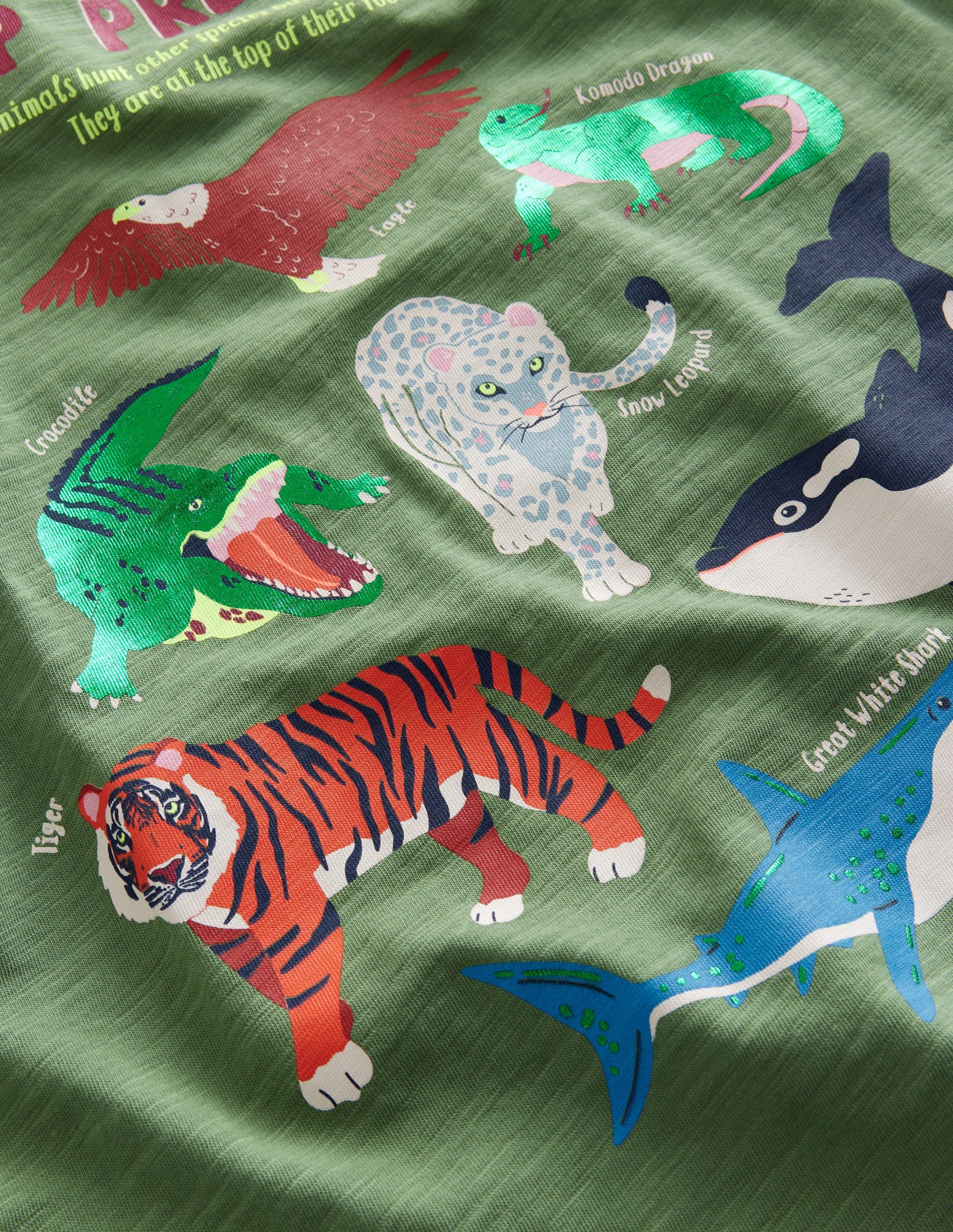 Printed Educational T-shirt-Classic Khaki Animals-3