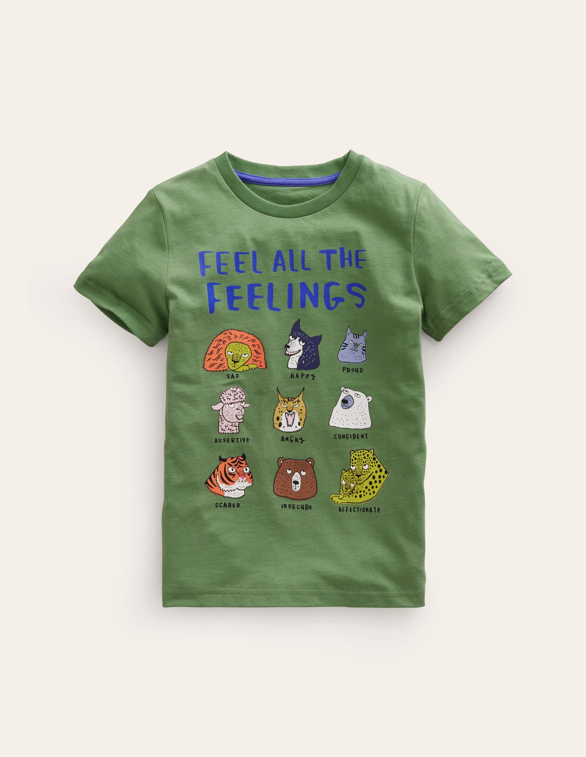 Feel The Feelings T-shirt-Safari Green Animals-1