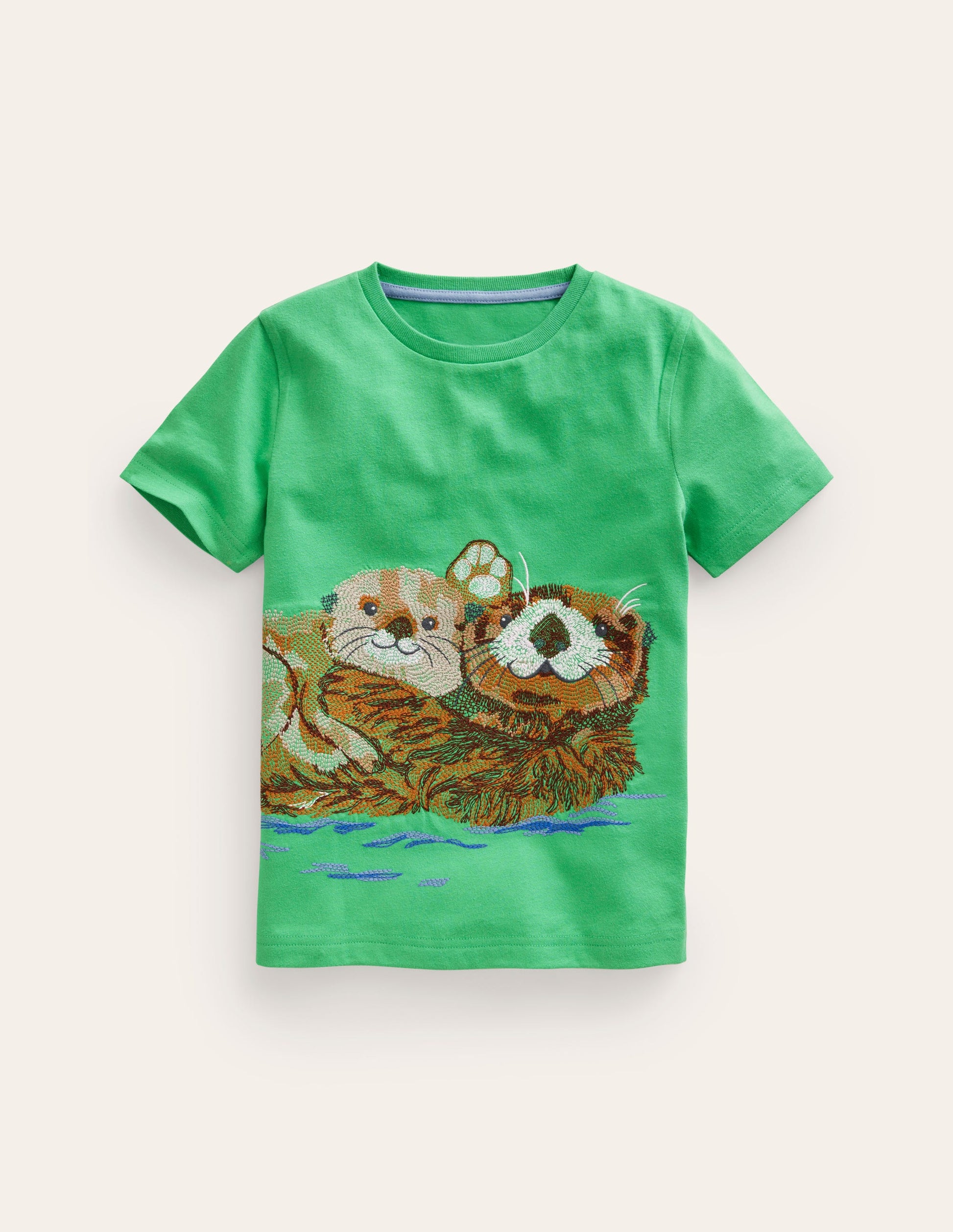Superstitch Animal T-shirt-Pea Green Otters-1